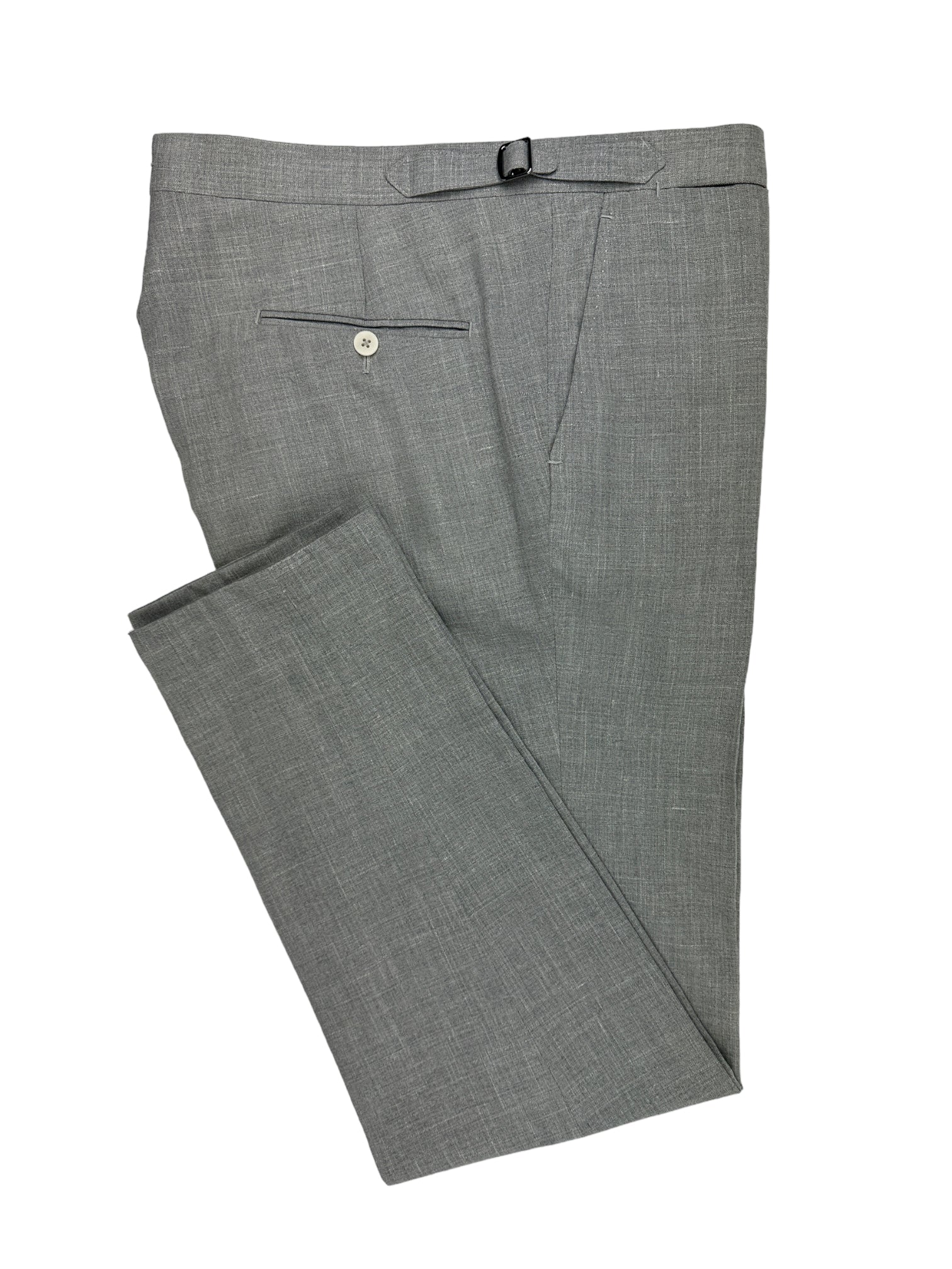 Isaia Light Grey Melange Wool Trousers