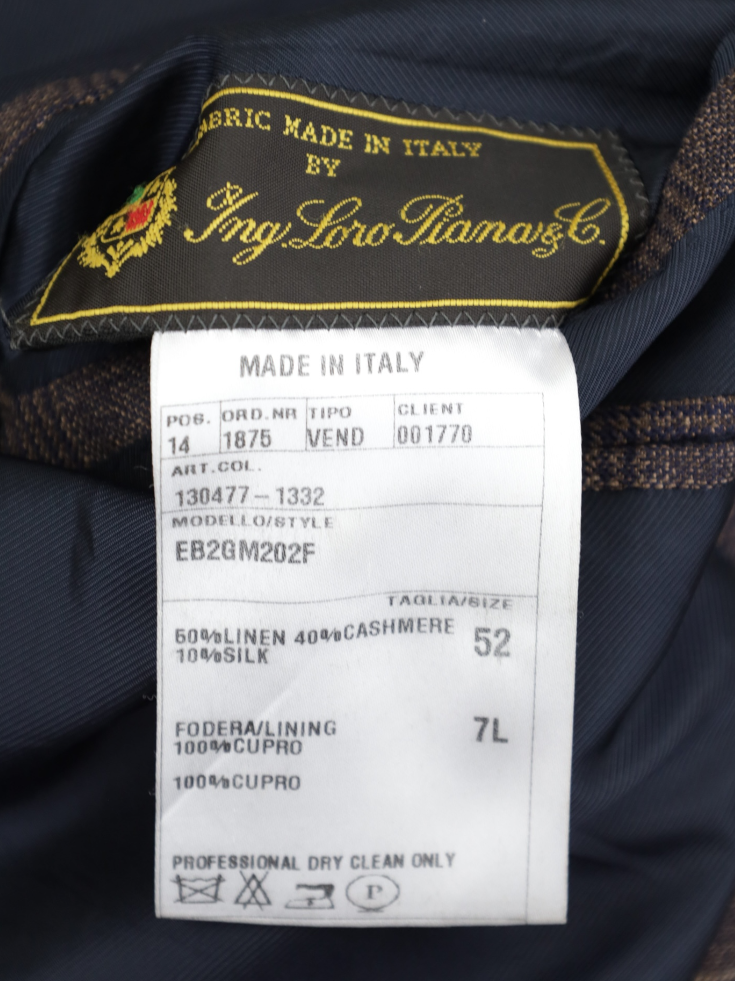 Caruso Brown Linen, Cashmere & Silk Prince of Wales Jacket