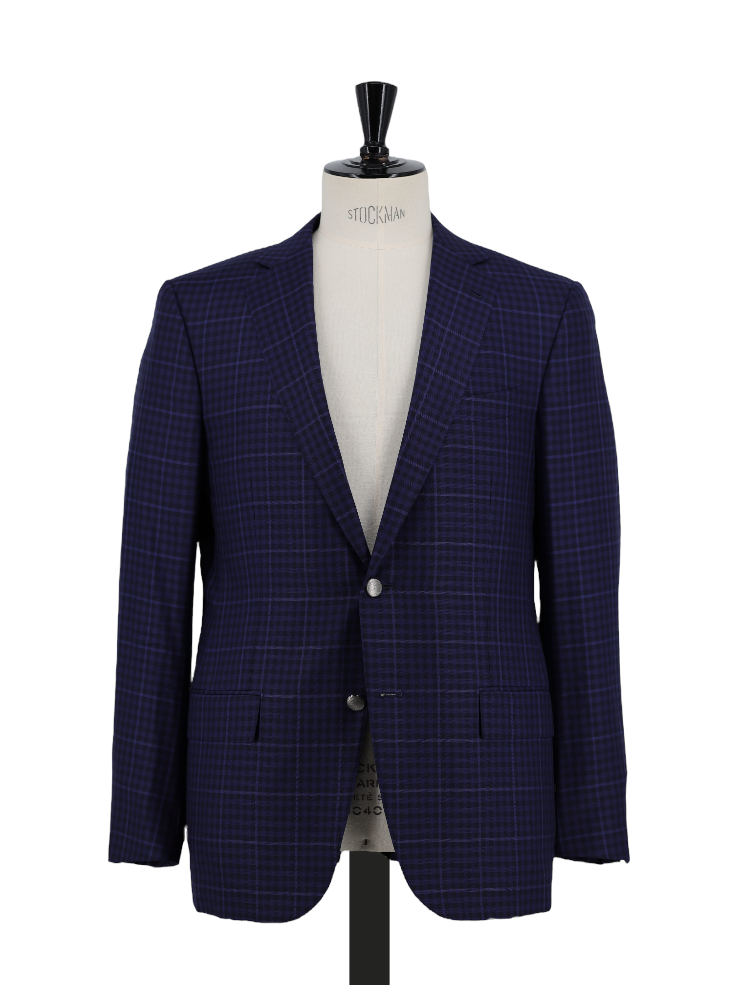 Ermenegildo Zegna Dark Blue Wool & Silk Trofeo 600 Windowpane Mila Jac