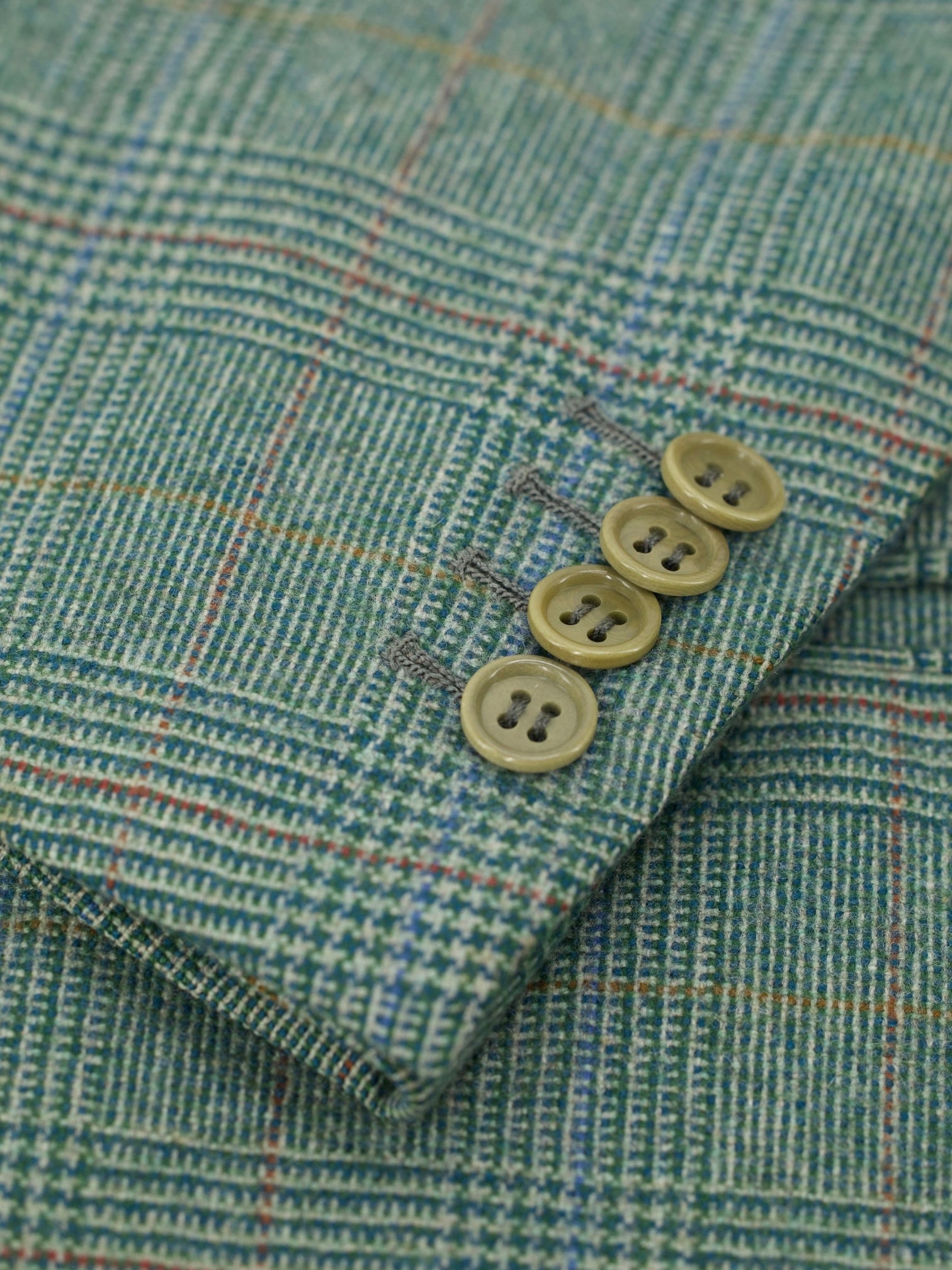 Kiton Vintage Green Pure Cashmere Prince of Wales Jacket