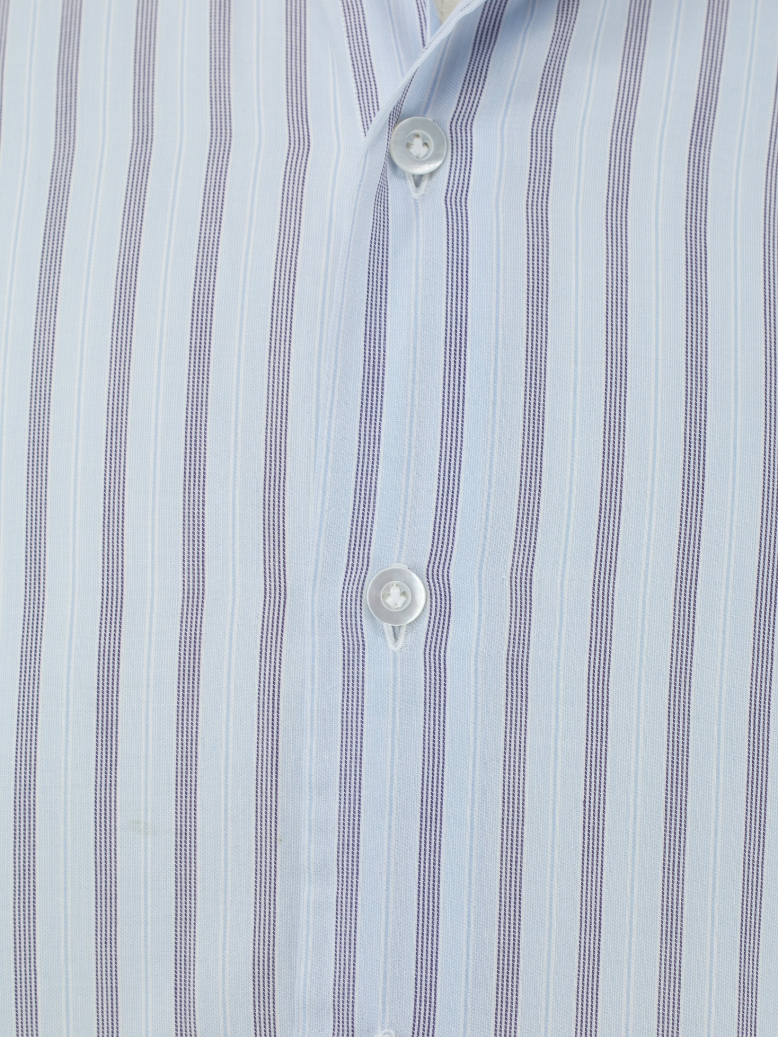 Fray Light Blue Fine-Cotton Vintage Stripes Shirt