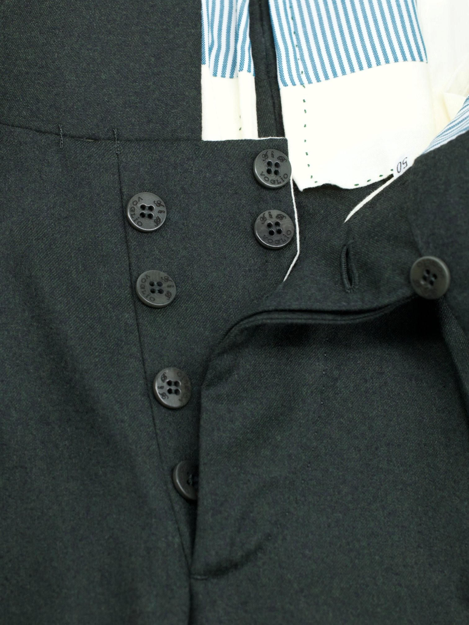 Sartoria Voglio Dark Green Wool & Cashmere Flannel Sartorial Trousers