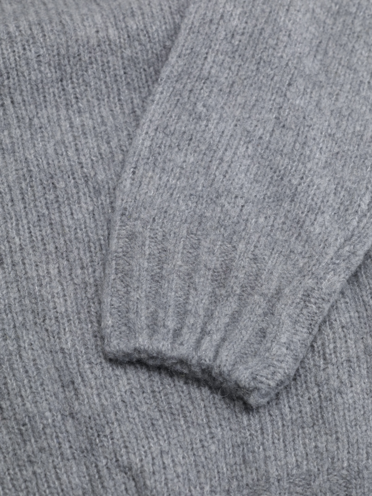 Fedeli Grey Cashmere, Wool & Stretch "Re-Cashmere" Rib-Knitted Roundneck