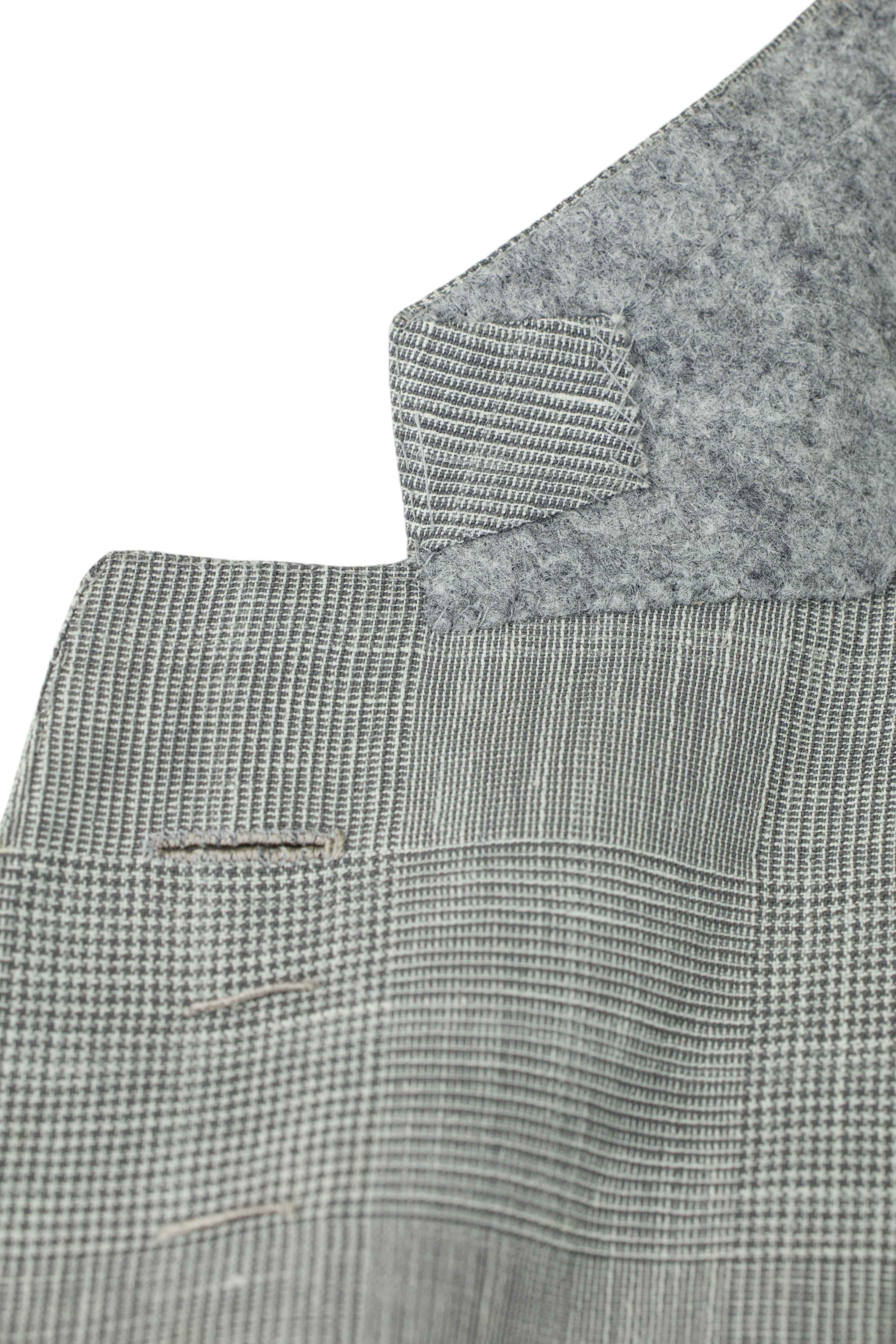 Caruso Light Grey Wool, Linen & Silk Glenplaid Summer Jacket