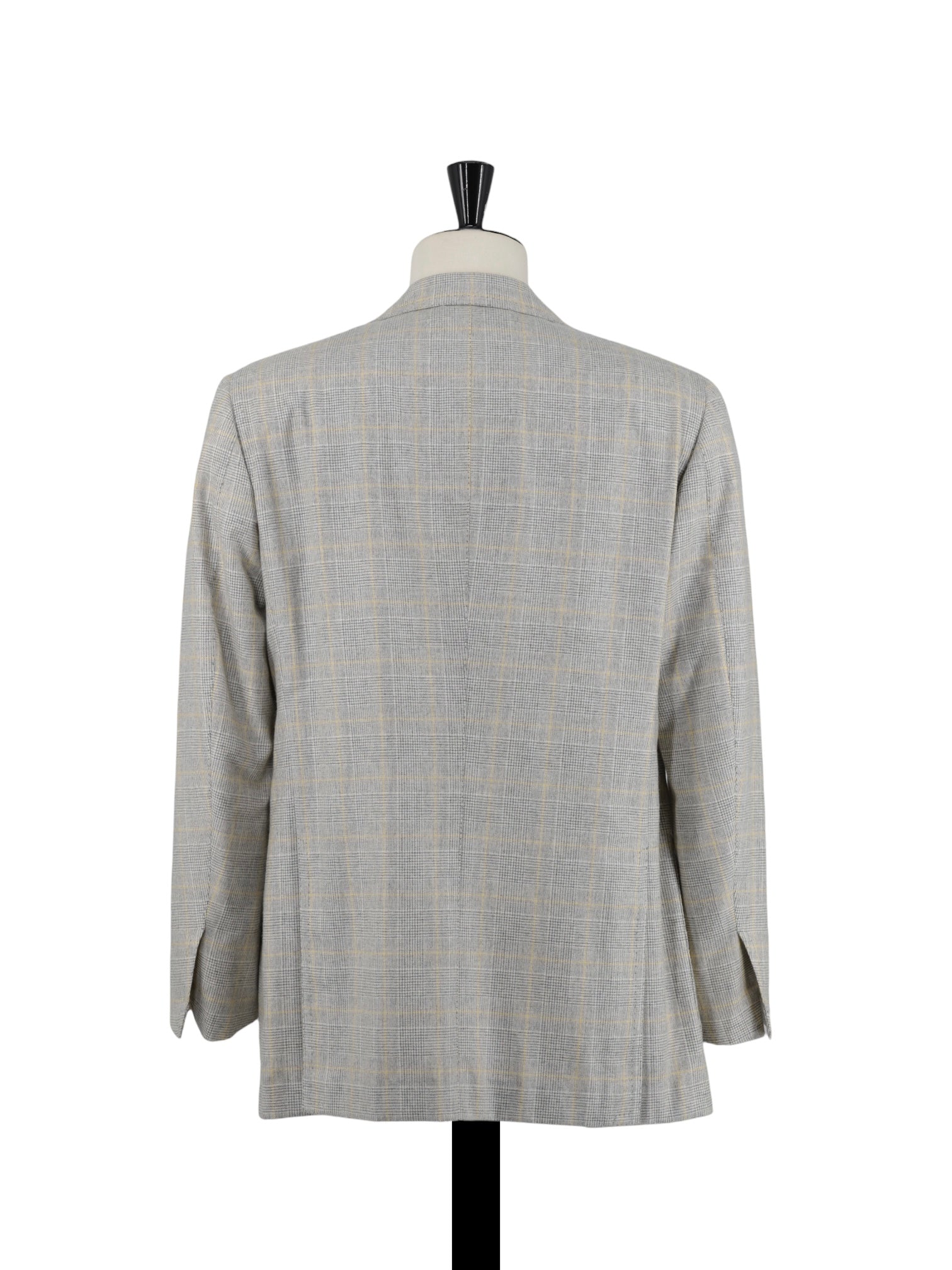Cesare Attolini Light Grey & Yellow Pure Cashmere Prince of Wales Jacket