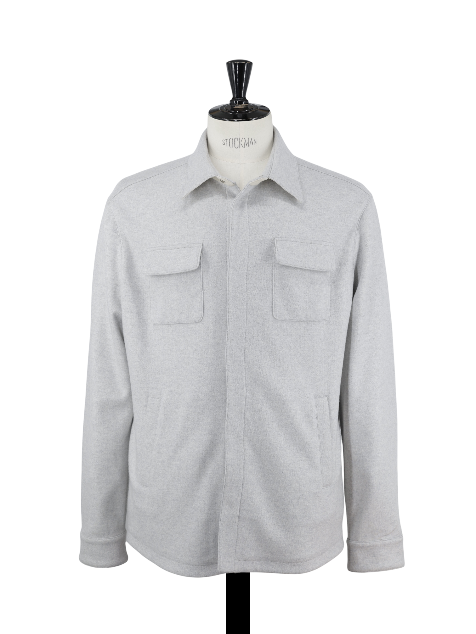 Mandelli Grey Cashmere-Stretch Regular-Fit Twill Overshirt