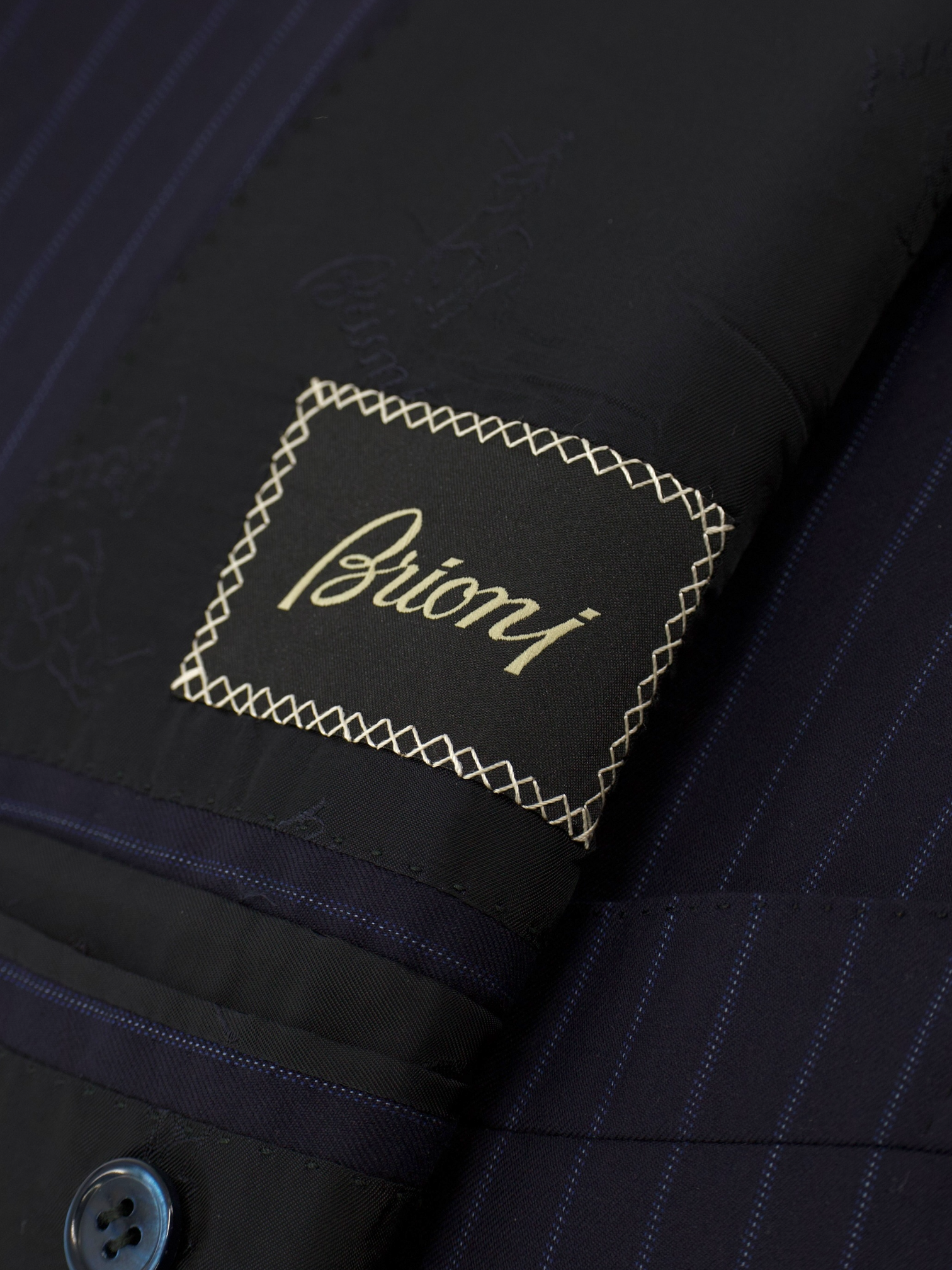 Brioni Dark Blue Super 150's Pinstripe Senato Suit