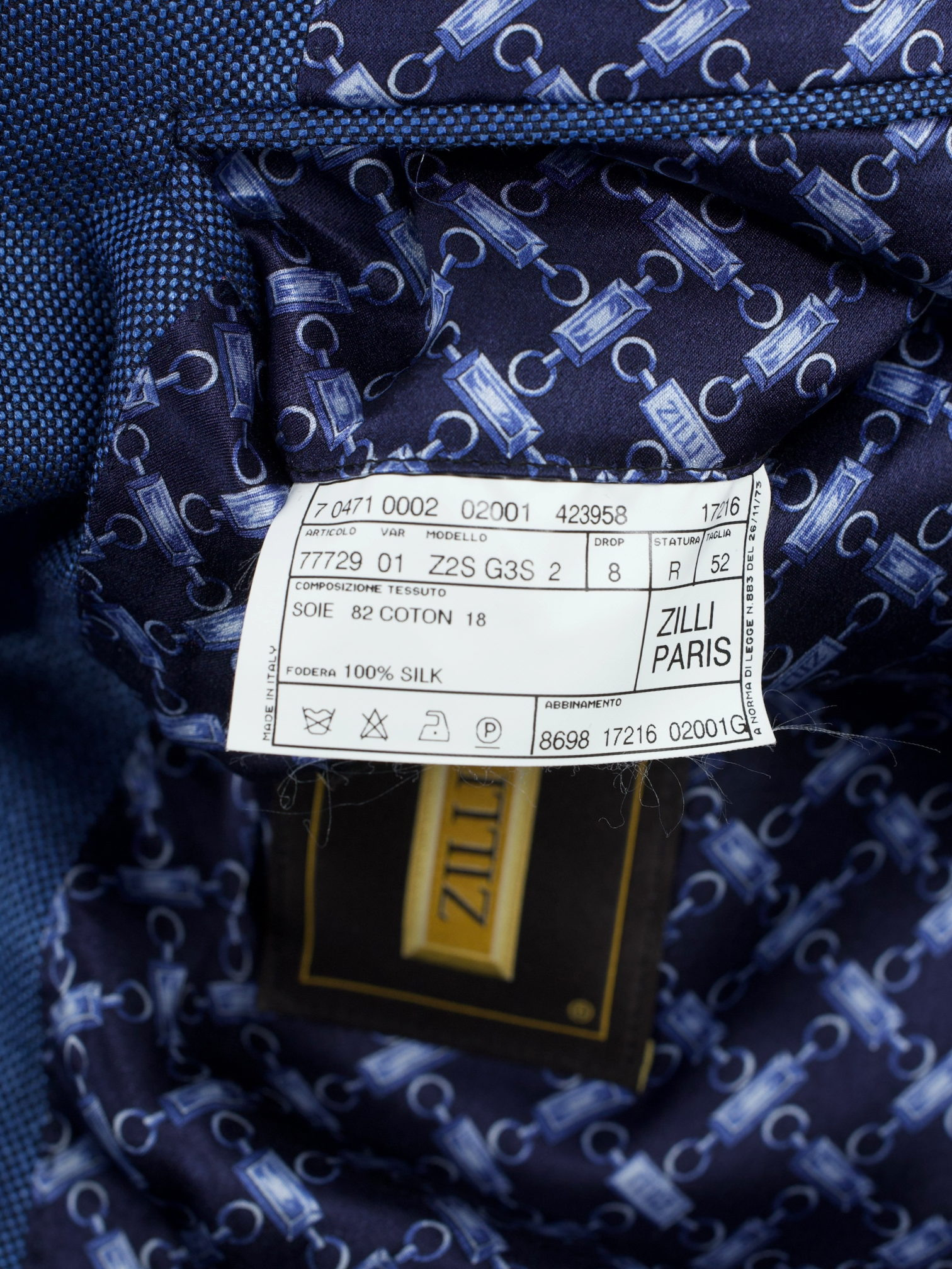 Zilli Blue Silk & Cotton Pinpoint Jacket