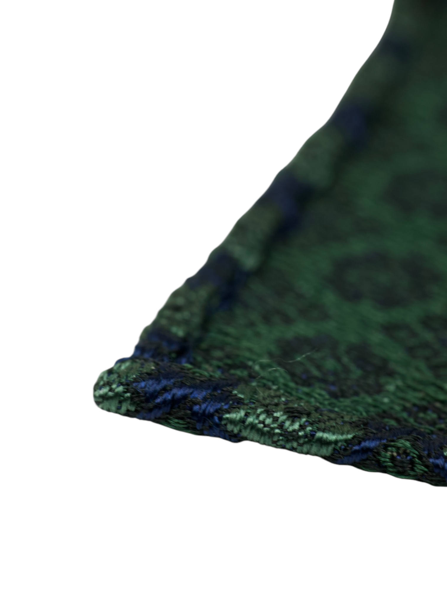 Kiton 5-Fold Dark Green Handrolled Silk Jacquard Geometric Pattern Tie