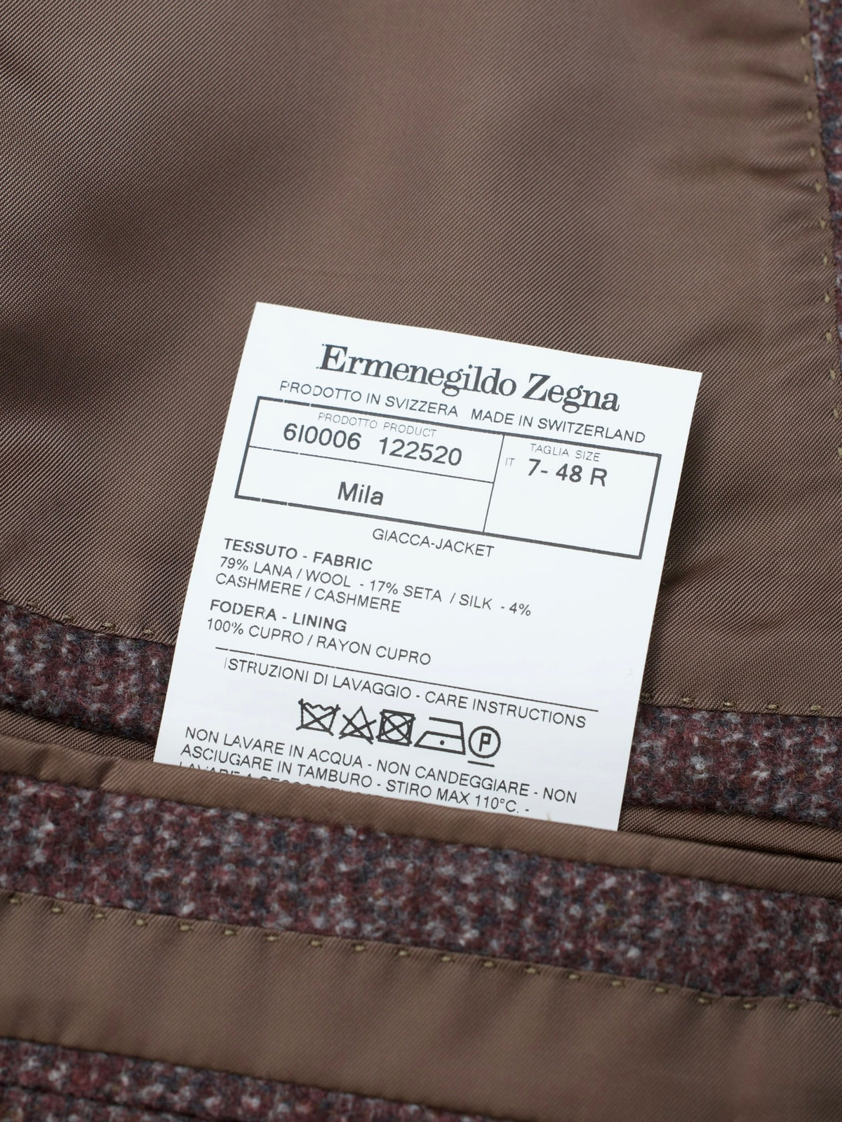 Ermenegildo Zegna Dusty Red Wool, Silk & Cashmere Micro-Pattern Mila Jacket