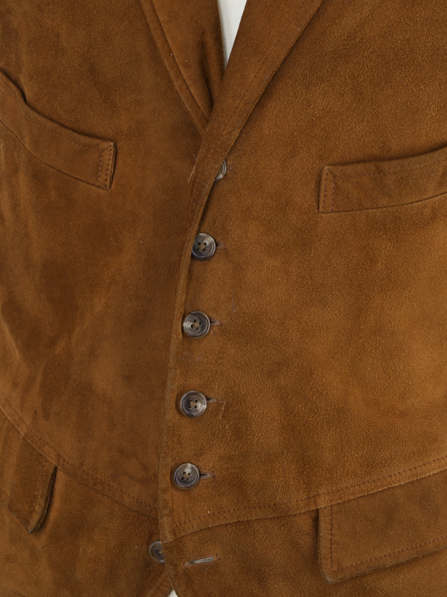 Ralph Lauren Cognac Brown Vintage Suede Western-Style Waistcoat