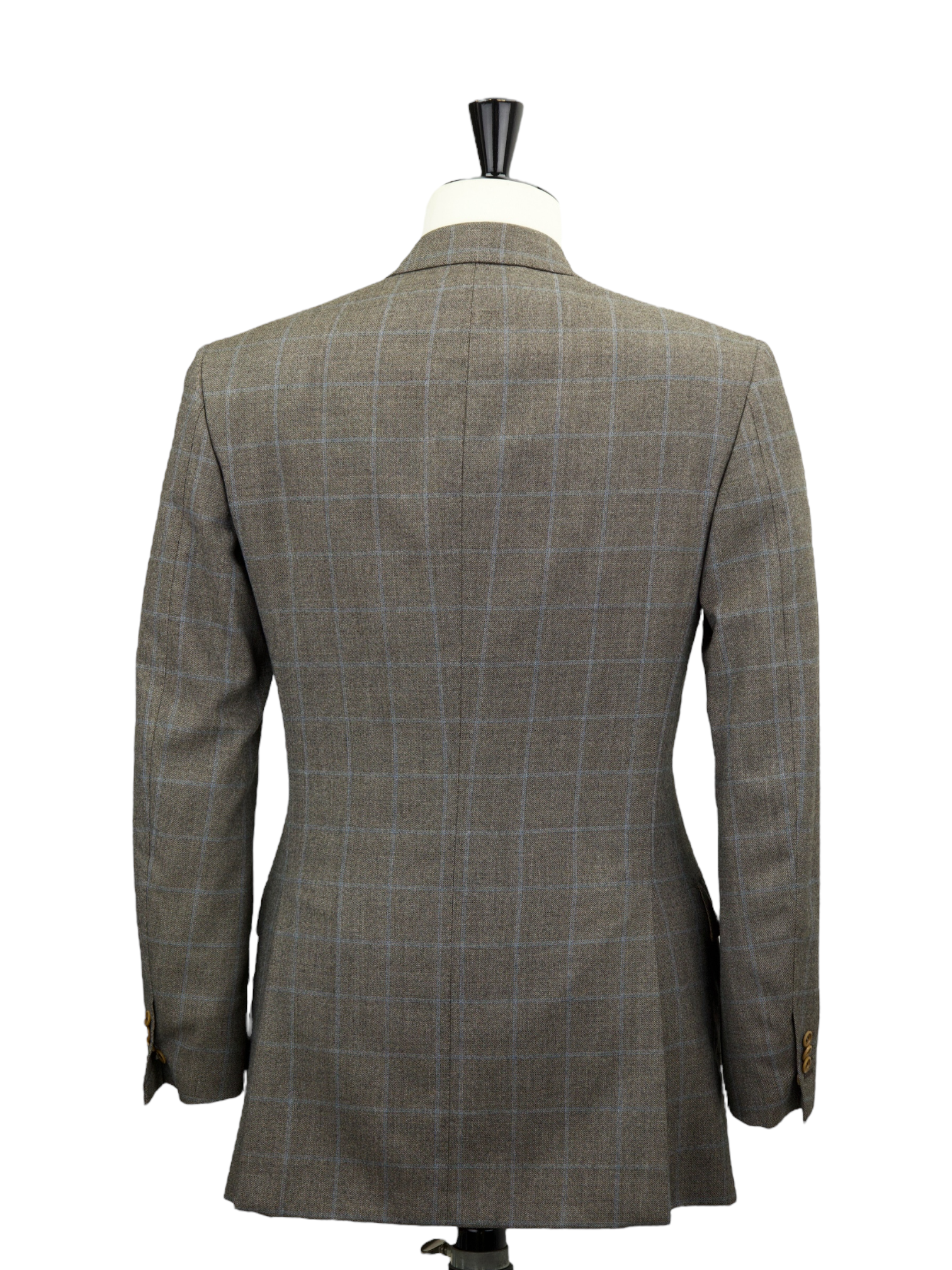 Brioni Taupe & Light Blue Double-Breasted Windowpane Suit