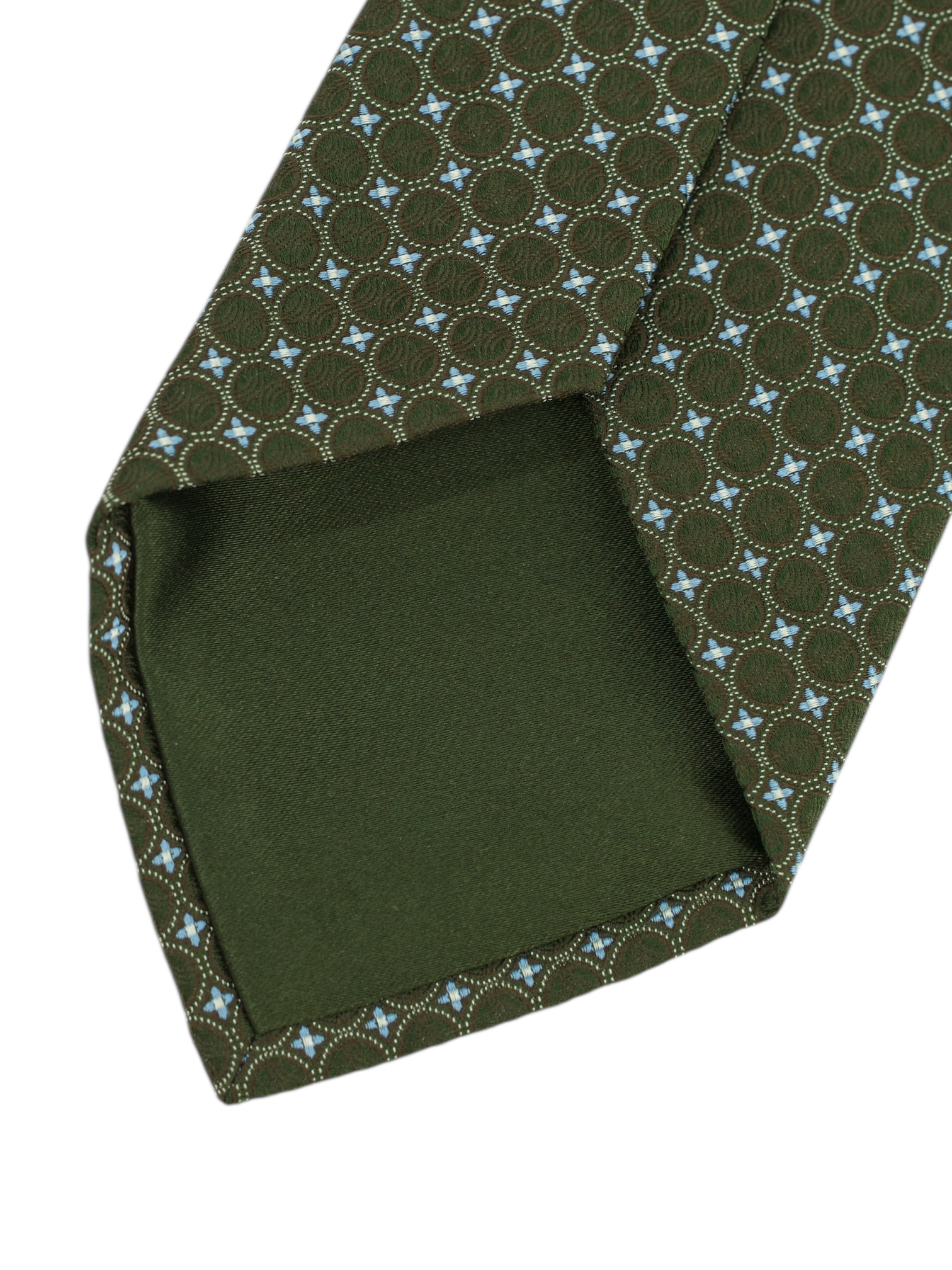 Brioni Olive Green & Light Blue Silk Geometric Tie