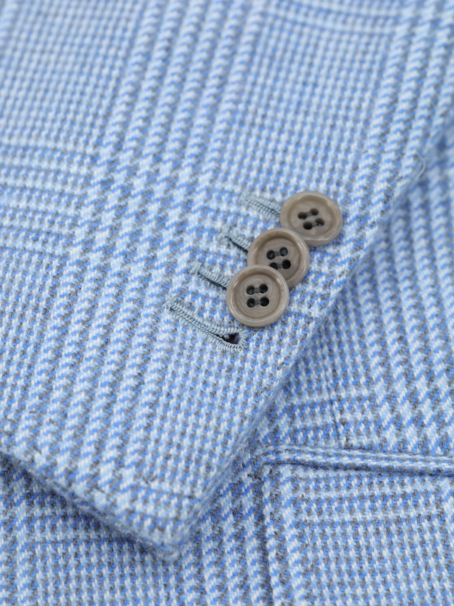 Cesare Attolini Light Blue Lambswool Prince of Wales Jacket