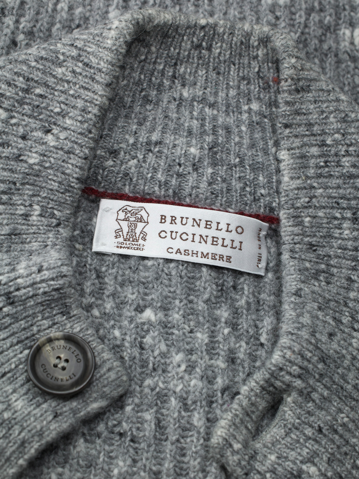 Brunello Cucinelli Grey Wool, Cashmere & Stretch Bouclé Cardigan
