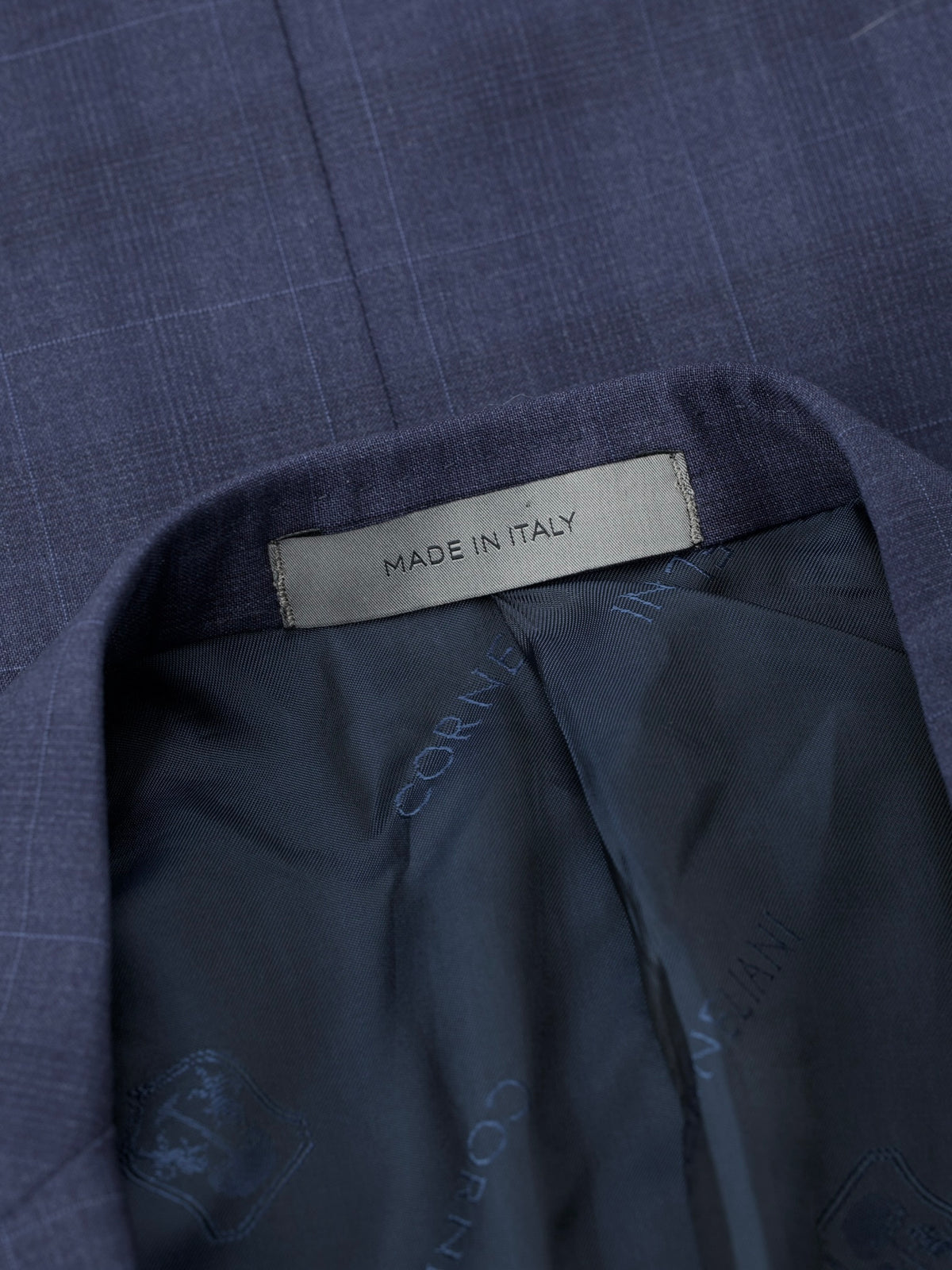 Corneliani Dark Blue Fine-Wool Checkered Suit