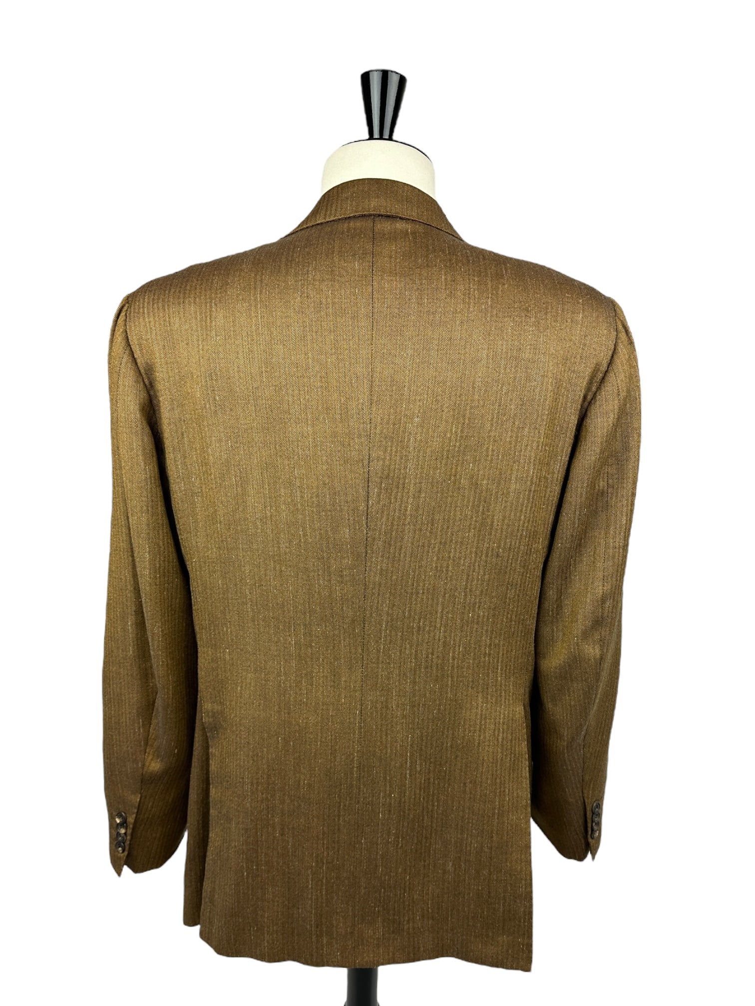 Kiton bronzen kasjmier en linnen visgraatjack