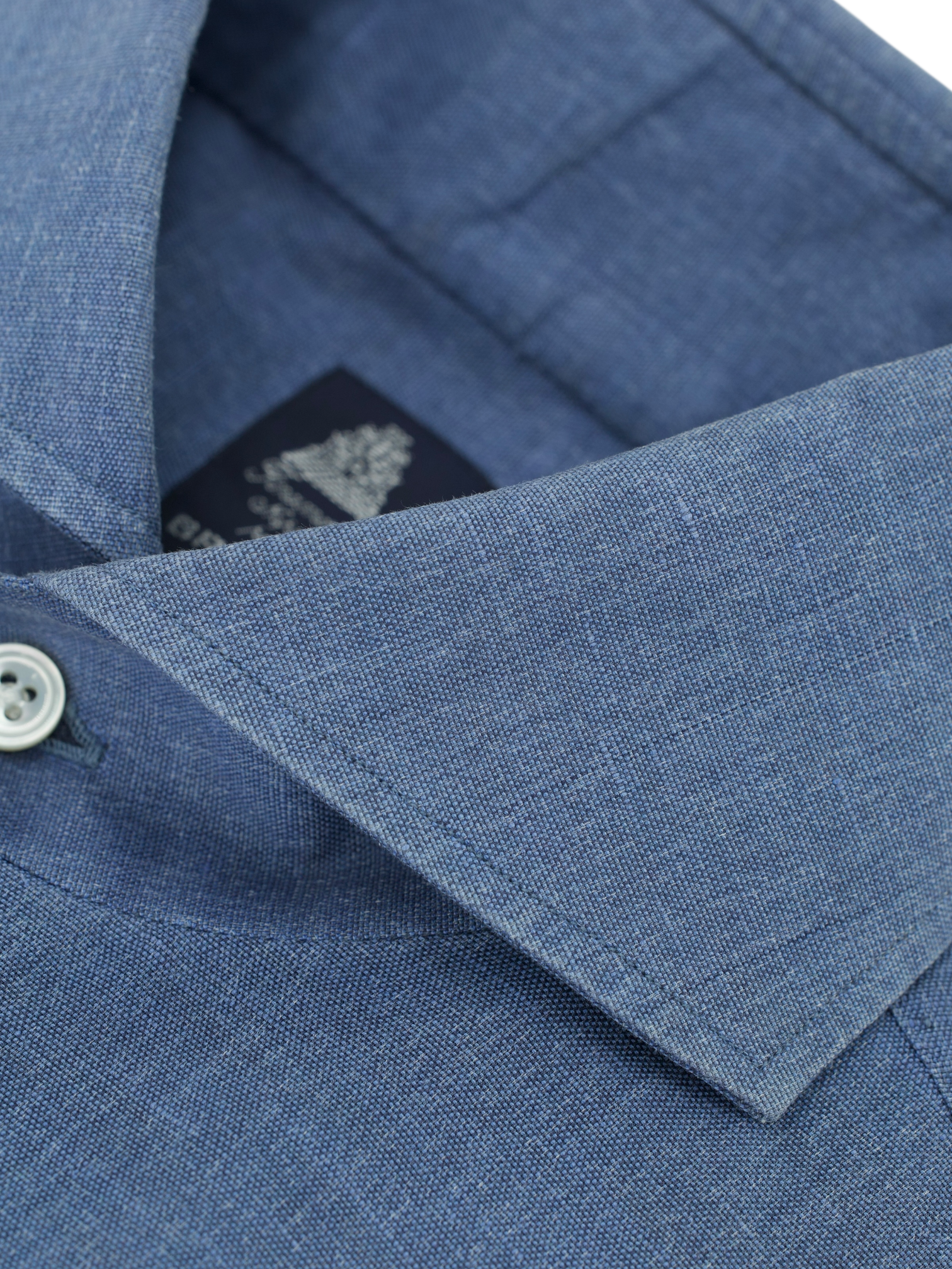 Finamore Chambray Blue Cotton & Linen Handmade Shirt