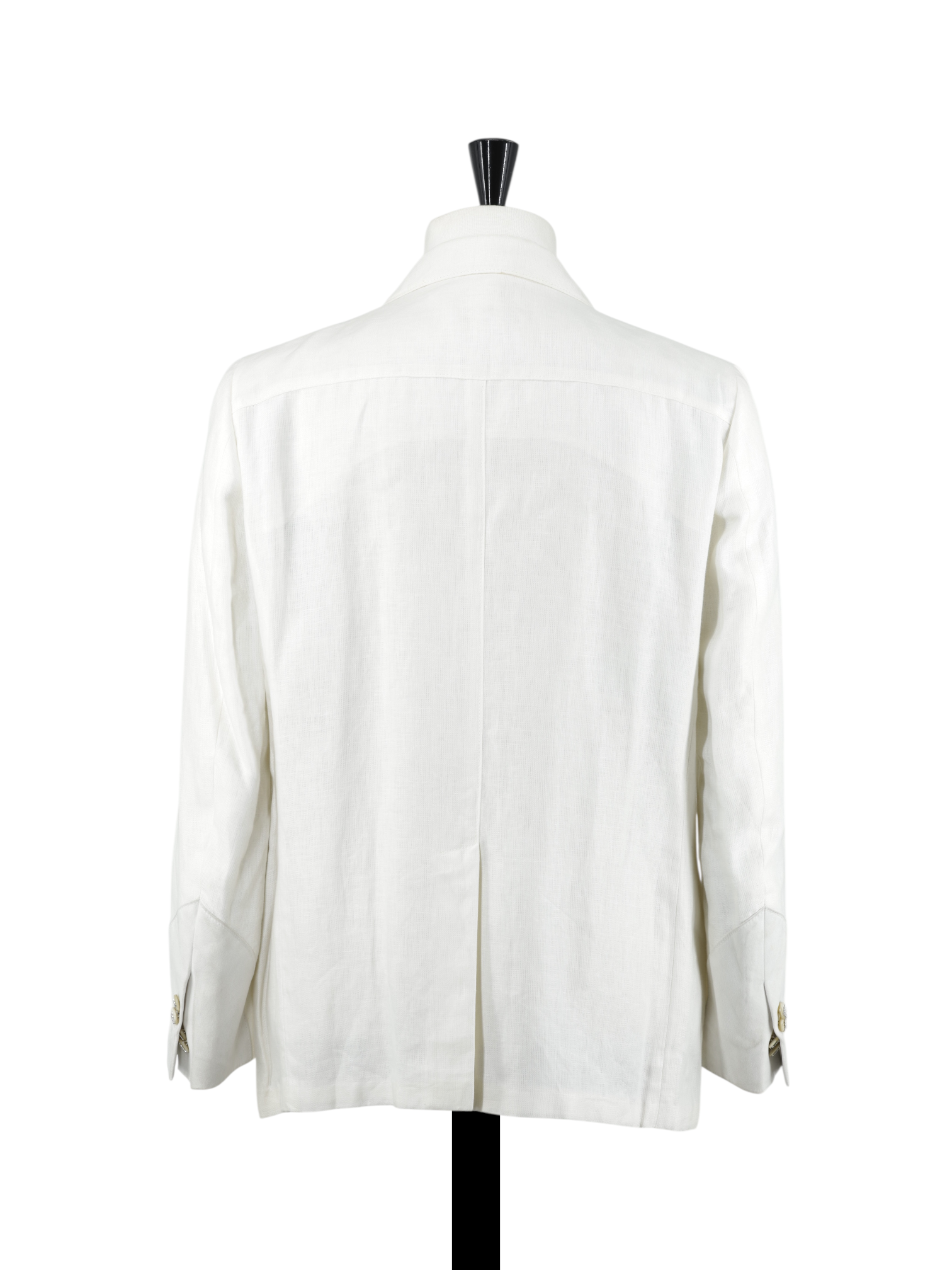 Corneliani ID Offwhite Pure Linen Herringbone Safari-Style Jacket