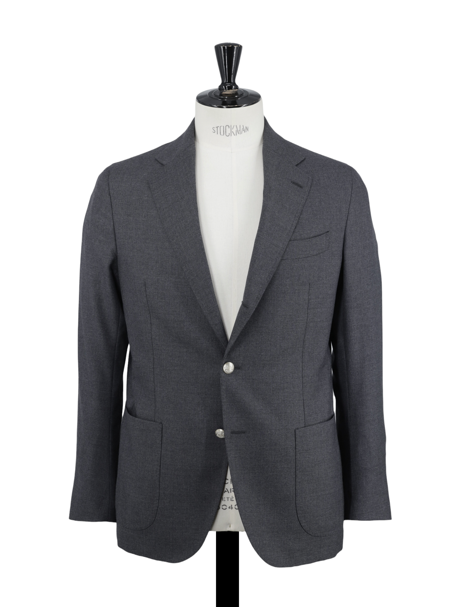 De Petrillo Grey Gabardine-Wool Twill Blazer Jacket