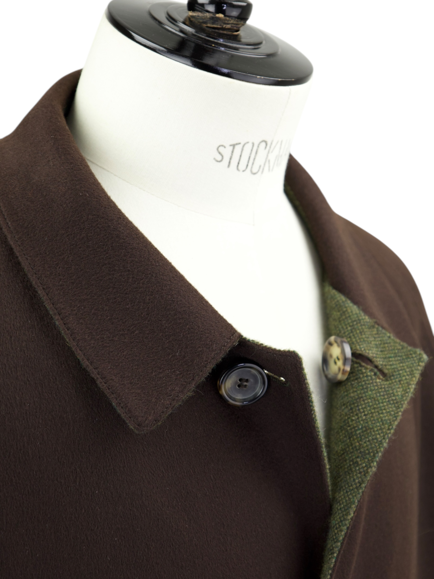 Kiton Chocolate Brown & Olive Green Reversible Cashmere Coat