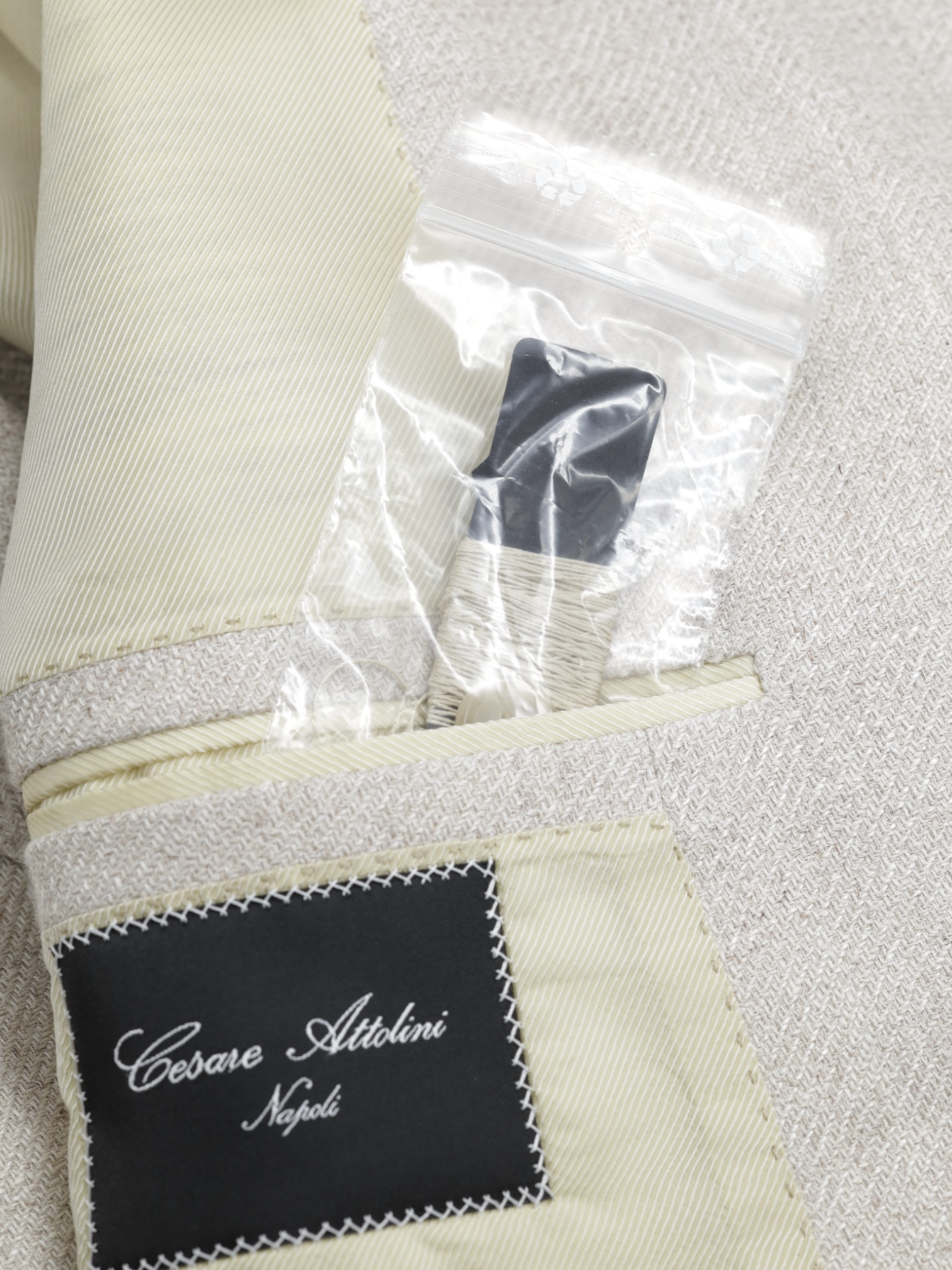Cesare Attolini Oatmeal Linen, Silk & Cotton Micro-Structure Jacket