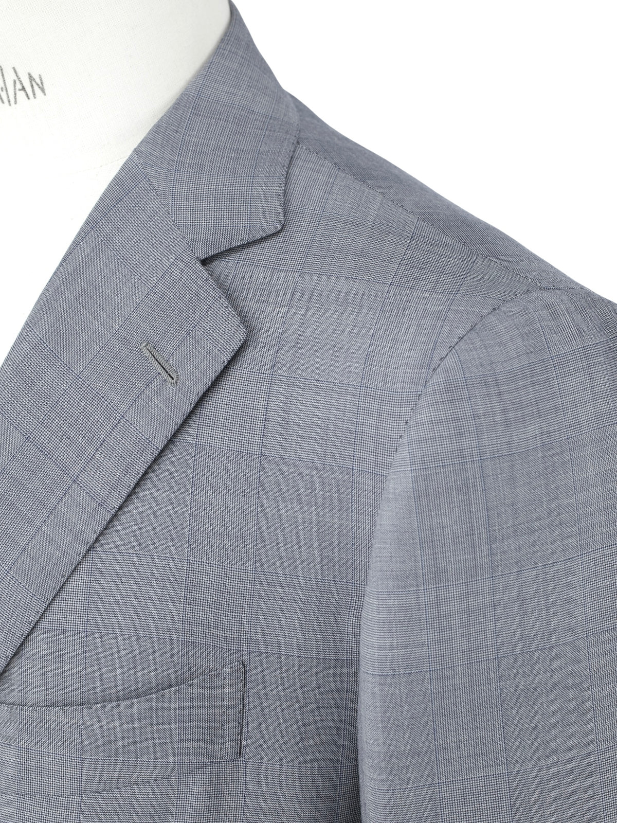 Cesare Attolini Light Grey & Steel Blue Super 150's & Silk Checkered Suit