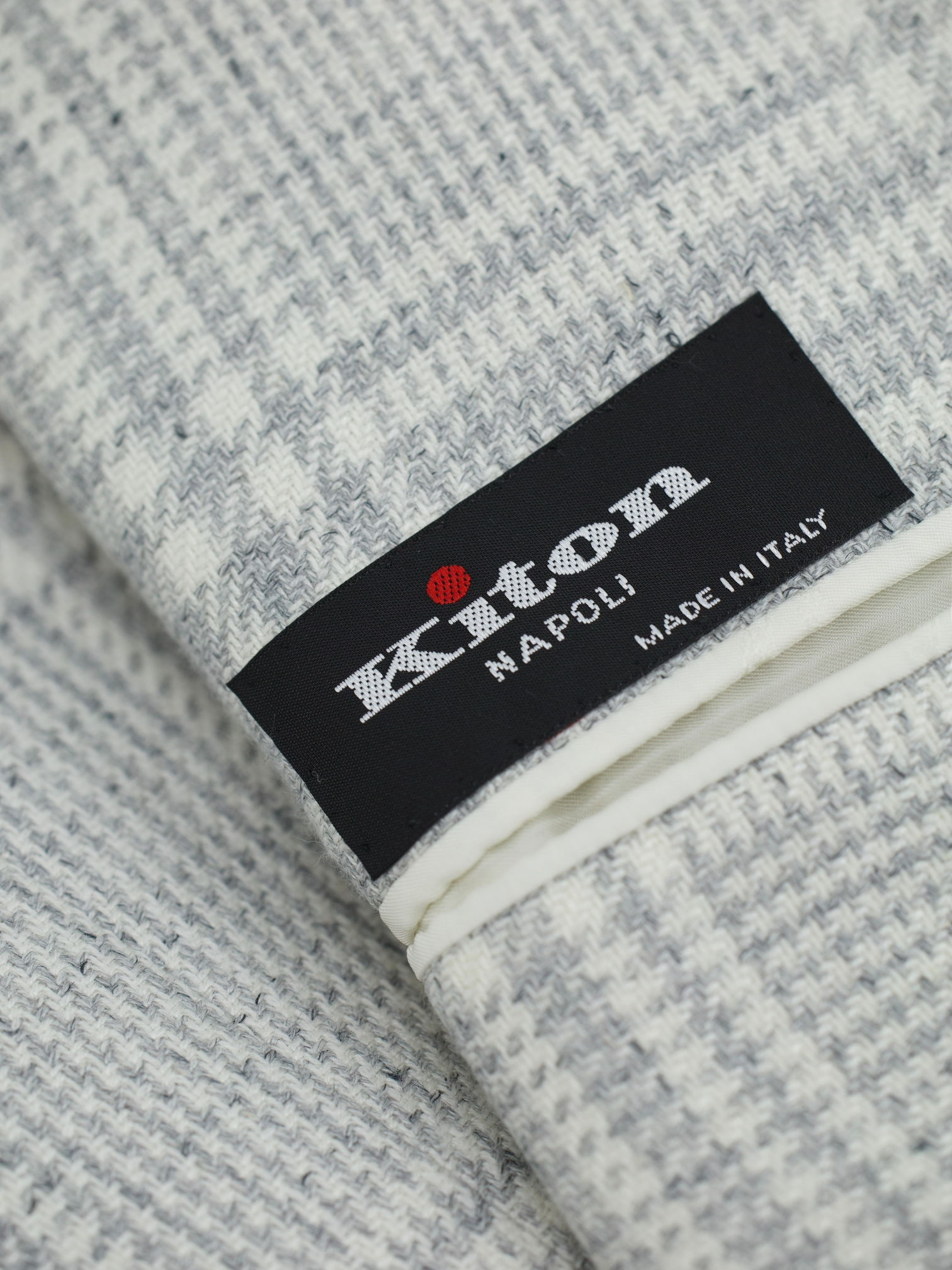 Kiton Light Grey Wool, Cashmere, Silk & Linen Prince of Wales Jacket