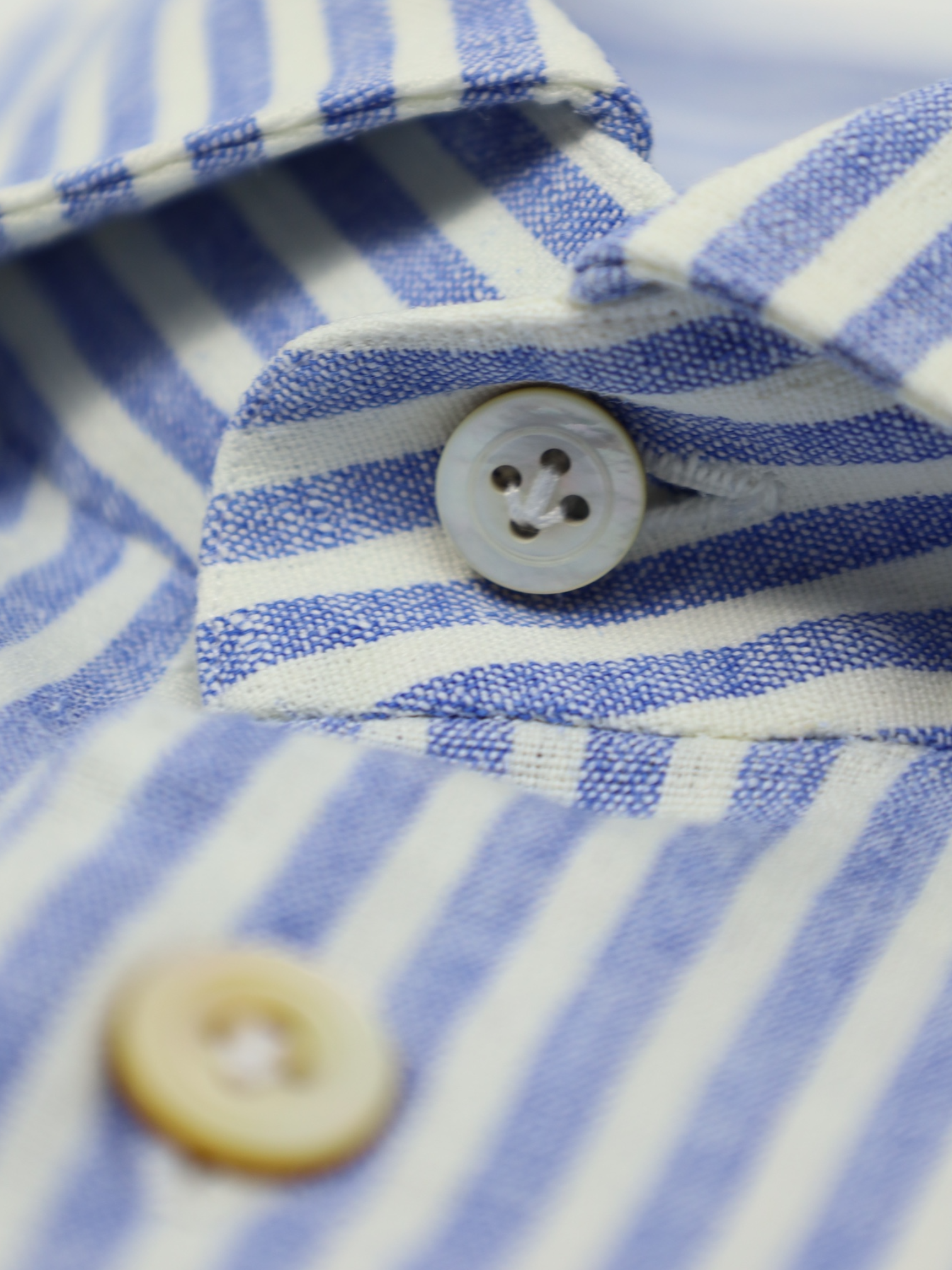 Kiton Light Blue Bengal Stripe Linen Shirt
