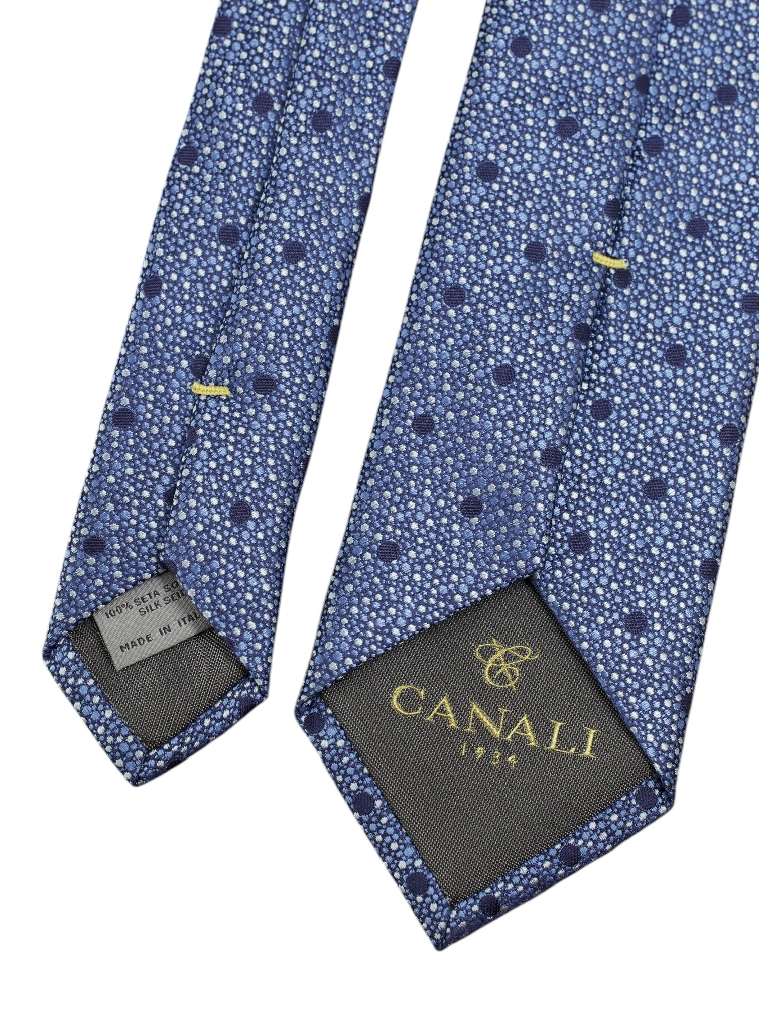 Canali Blue & White Silk Multi-Dot Tie