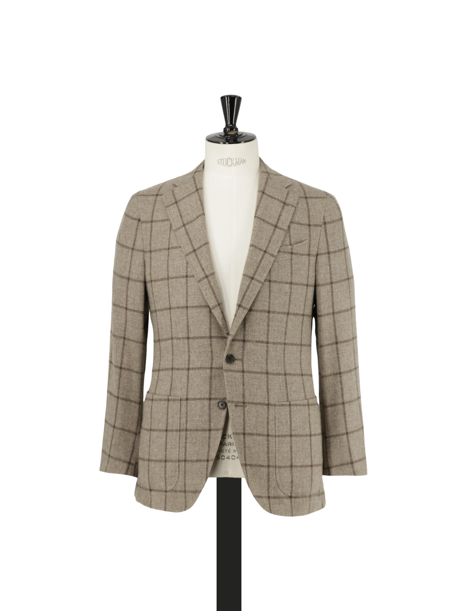 Caruso Light Brown Wool & Cashmere Windowpane Jacket