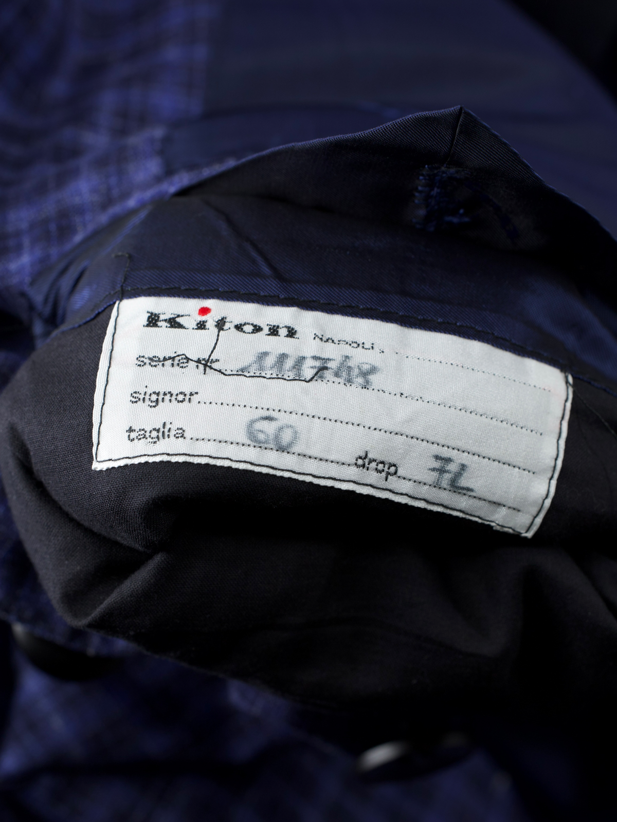Kiton Royal Blue Cashmere, Silk & Linen Checkered Lungo Jacket