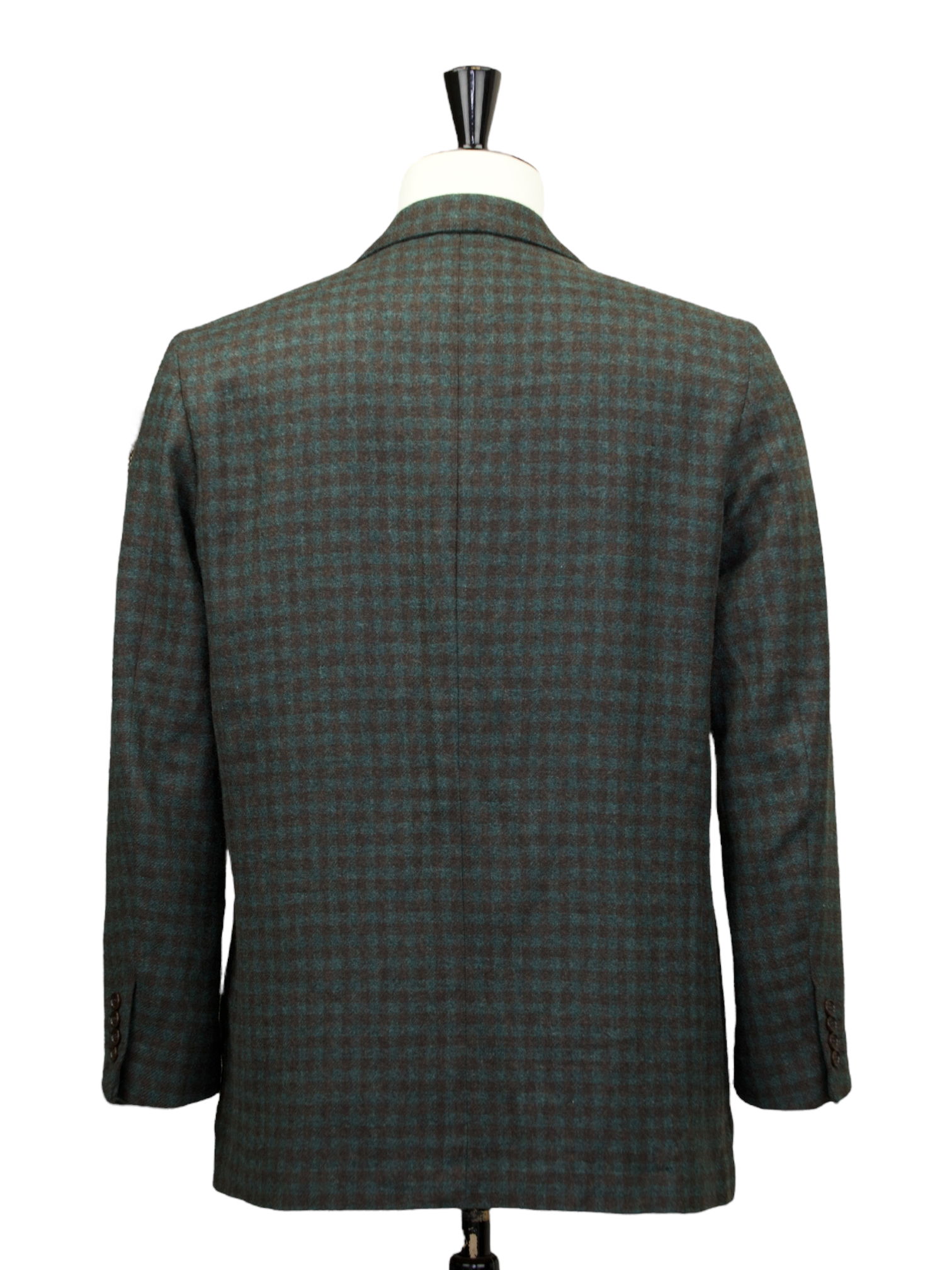 Kiton Green & Brown Cashmere, Vicuña & Silk Gingham-Check Jacket