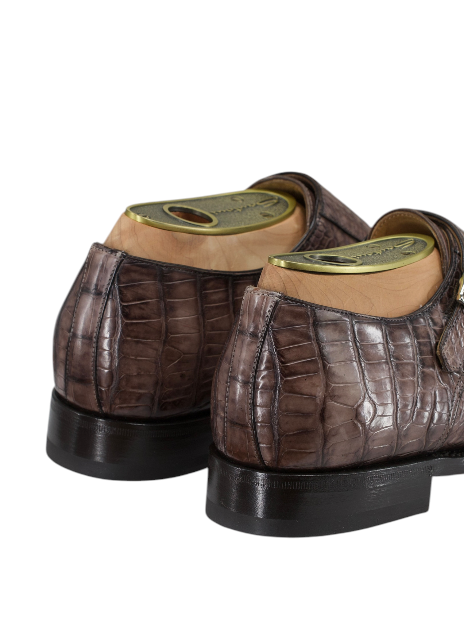 Santoni Taupe Mississippi-Alligator Double Monk