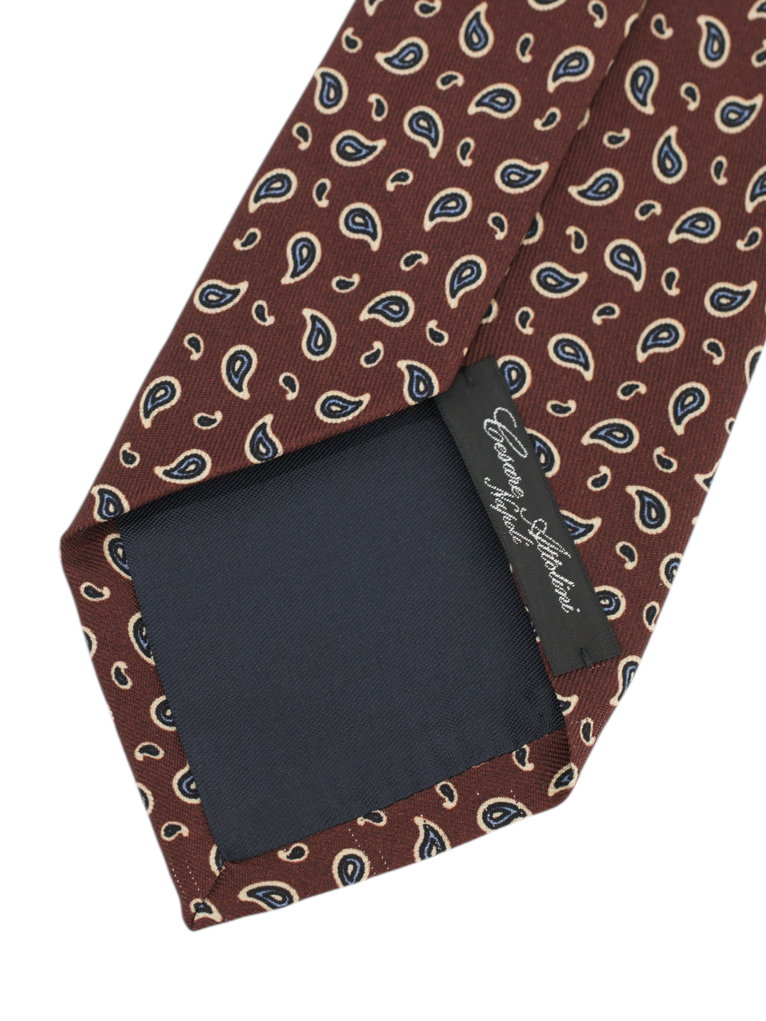 Cesare Attolini Mahogany & Navy Silk Paisley Tie