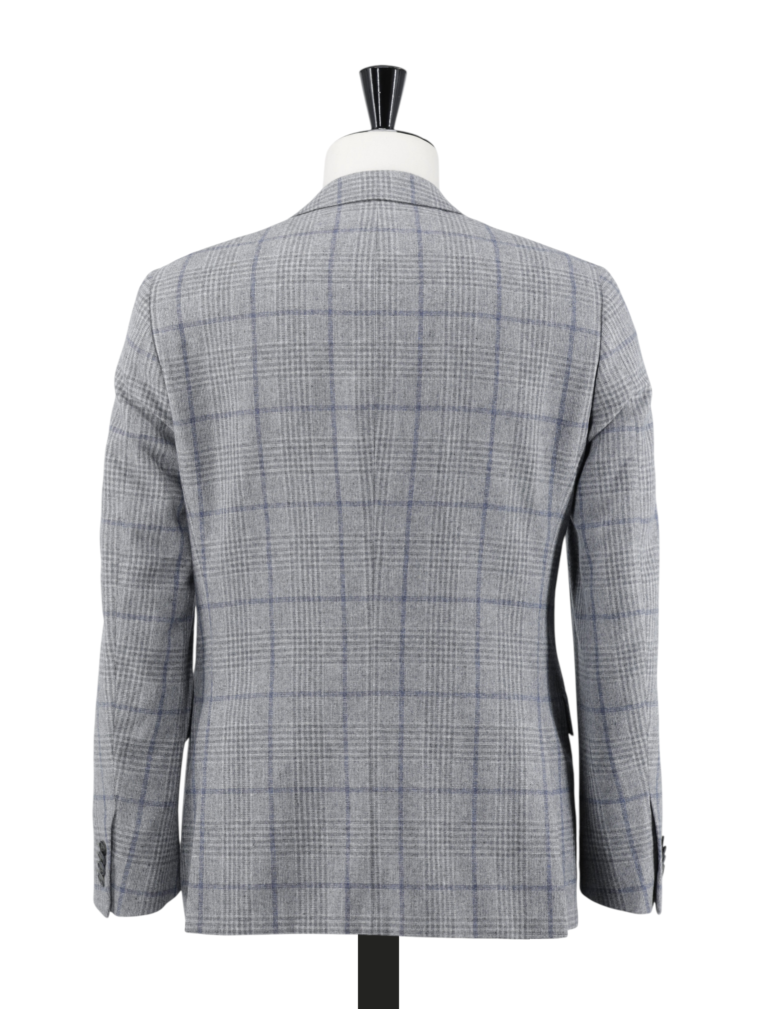 Corneliani Light Grey & Blue Wool-Cashmere Checkered Jacket