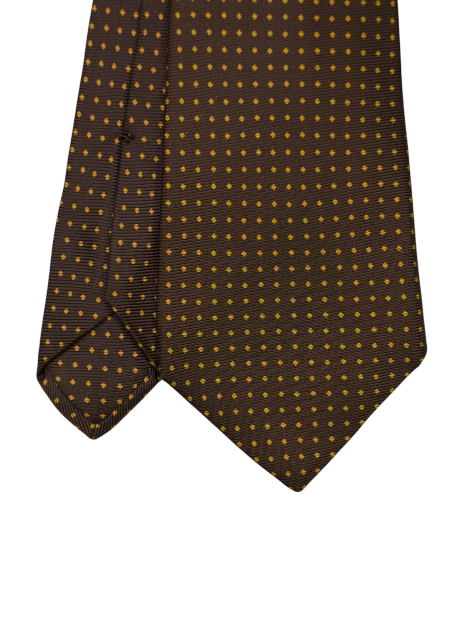 Kiton 5-Fold Chocolate Brown & Burnt Orange Silk Polkadot Tie