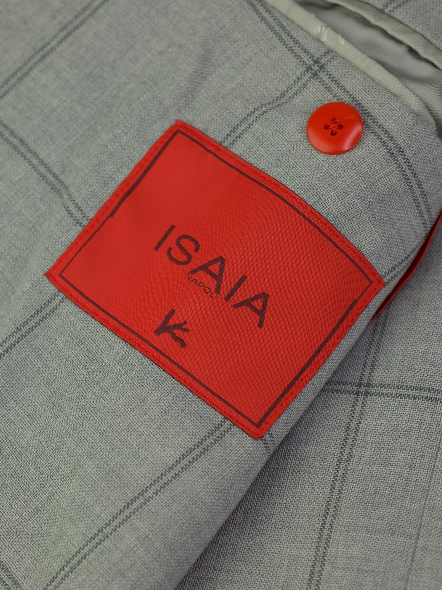 Isaia Grey Wool, Mohair & Cashmere "Fresco Babyhair" Windowpane Jacket