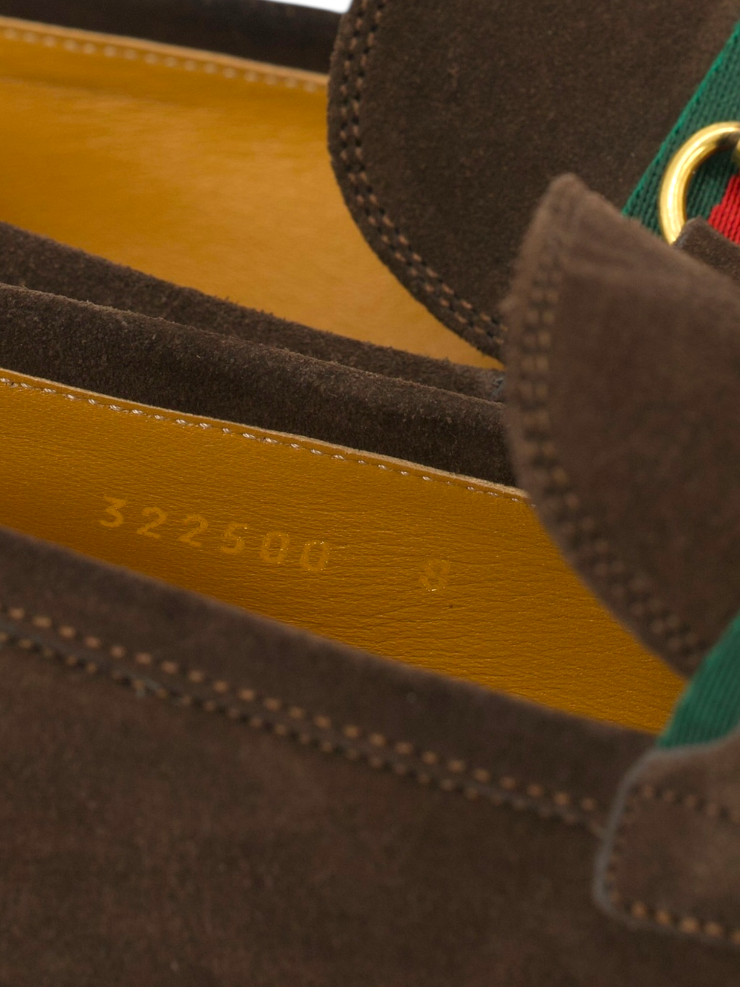 Gucci Chocolate Brown Suede & Web Stripe Jordaan Horsebit Loafer