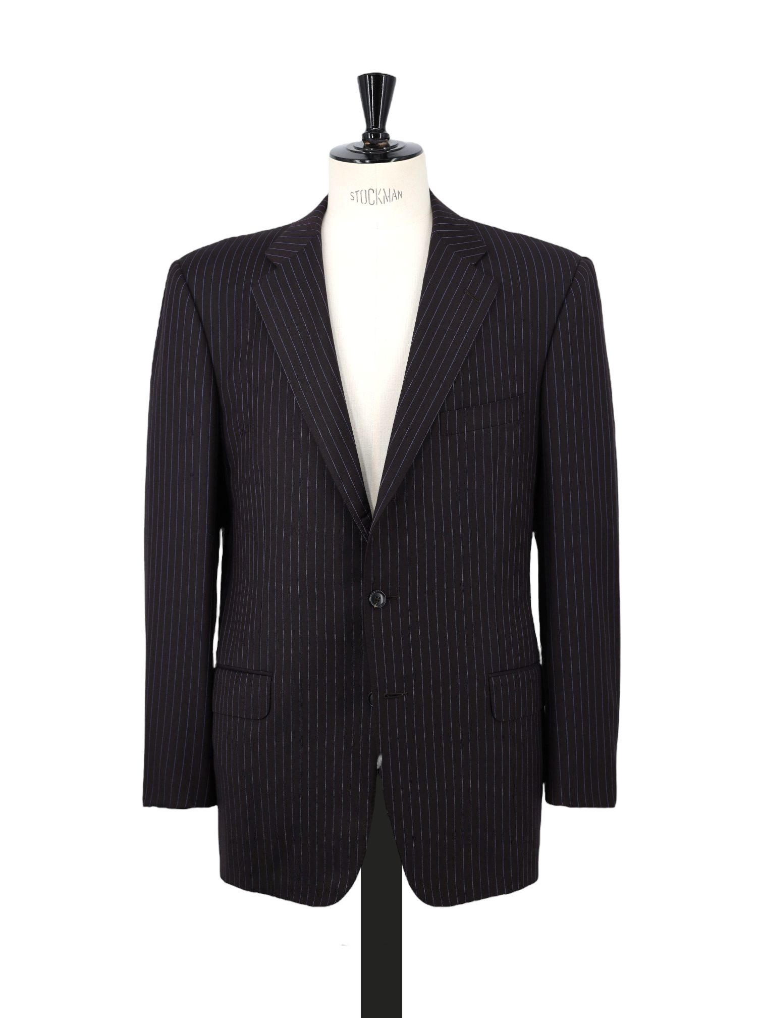 Ermenegildo Zegna Vintage Dark Brown & Light Blue Trofeo Wool Pinstrip