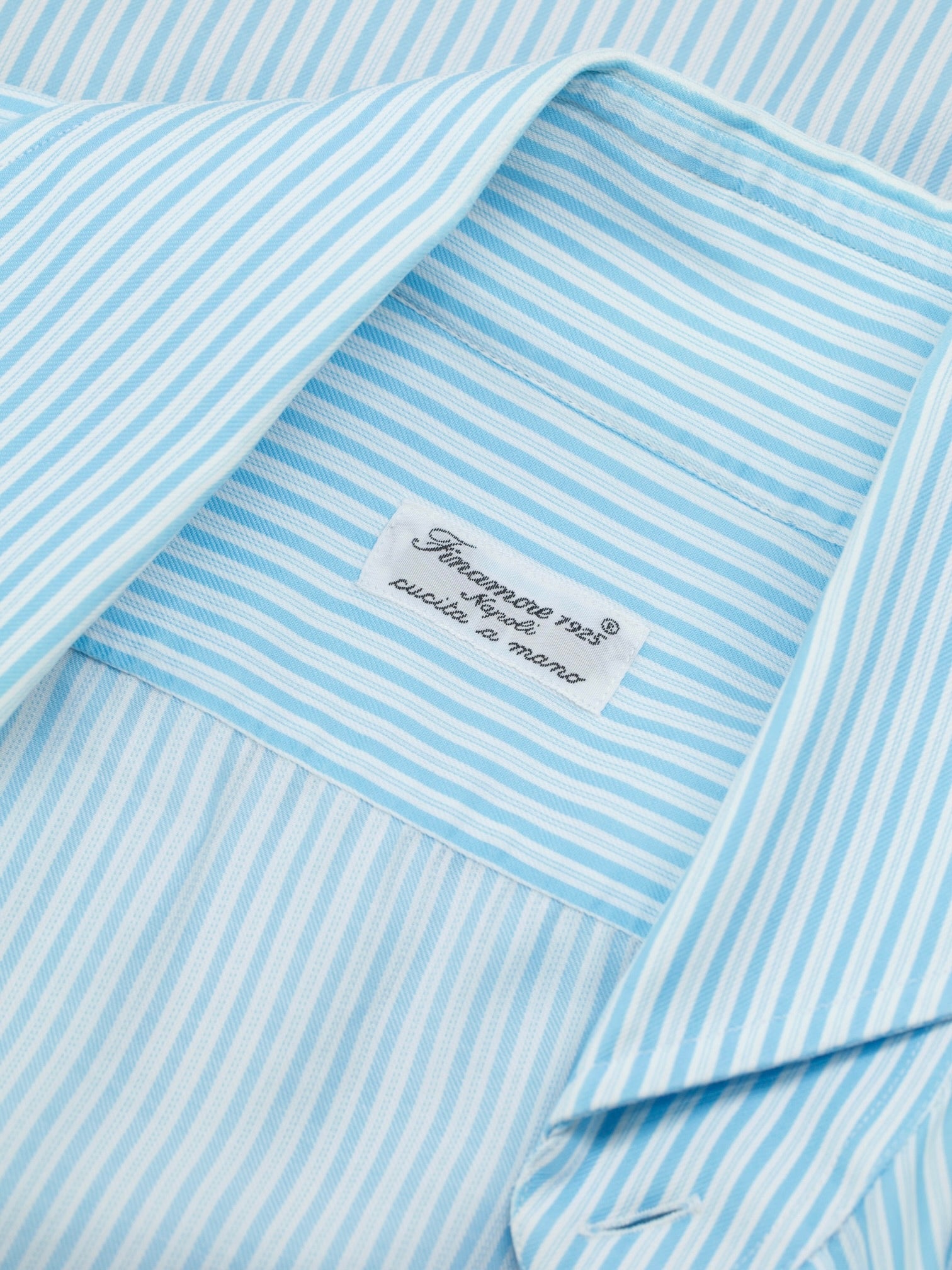 Finamore Turquoise & White Cotton Multi-Stripe Shirt