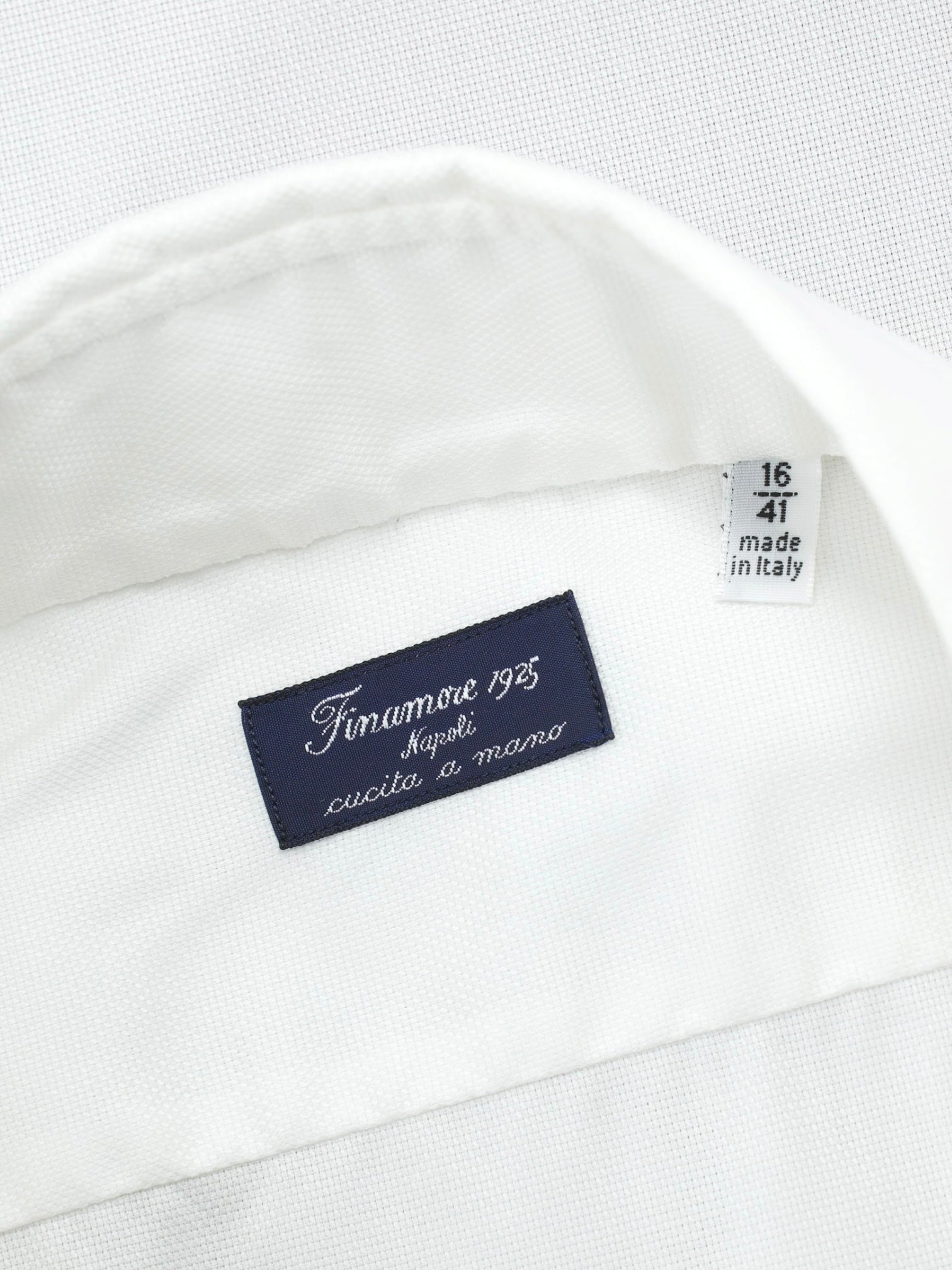Finamore White Cotton Pinpoint Barrel-Cuff Shirt