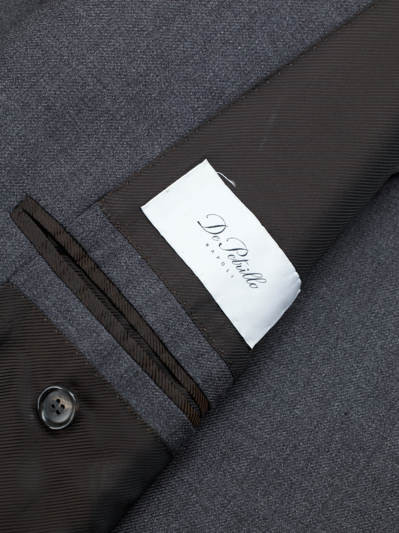De Petrillo Grey Gabardine-Wool Twill Blazer Jacket