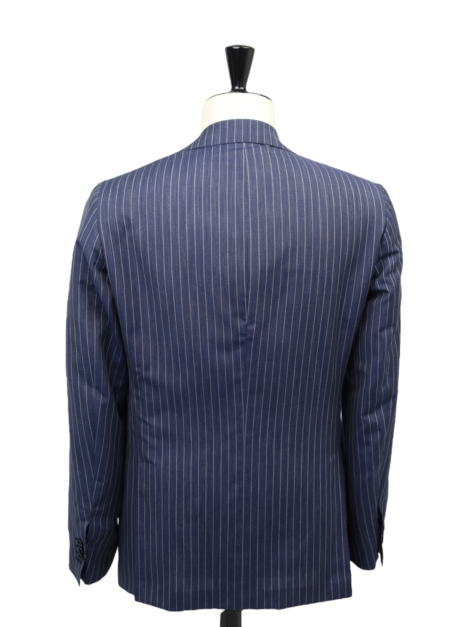 Kiton Denim Blue Cool-Wool Pinstripe Suit