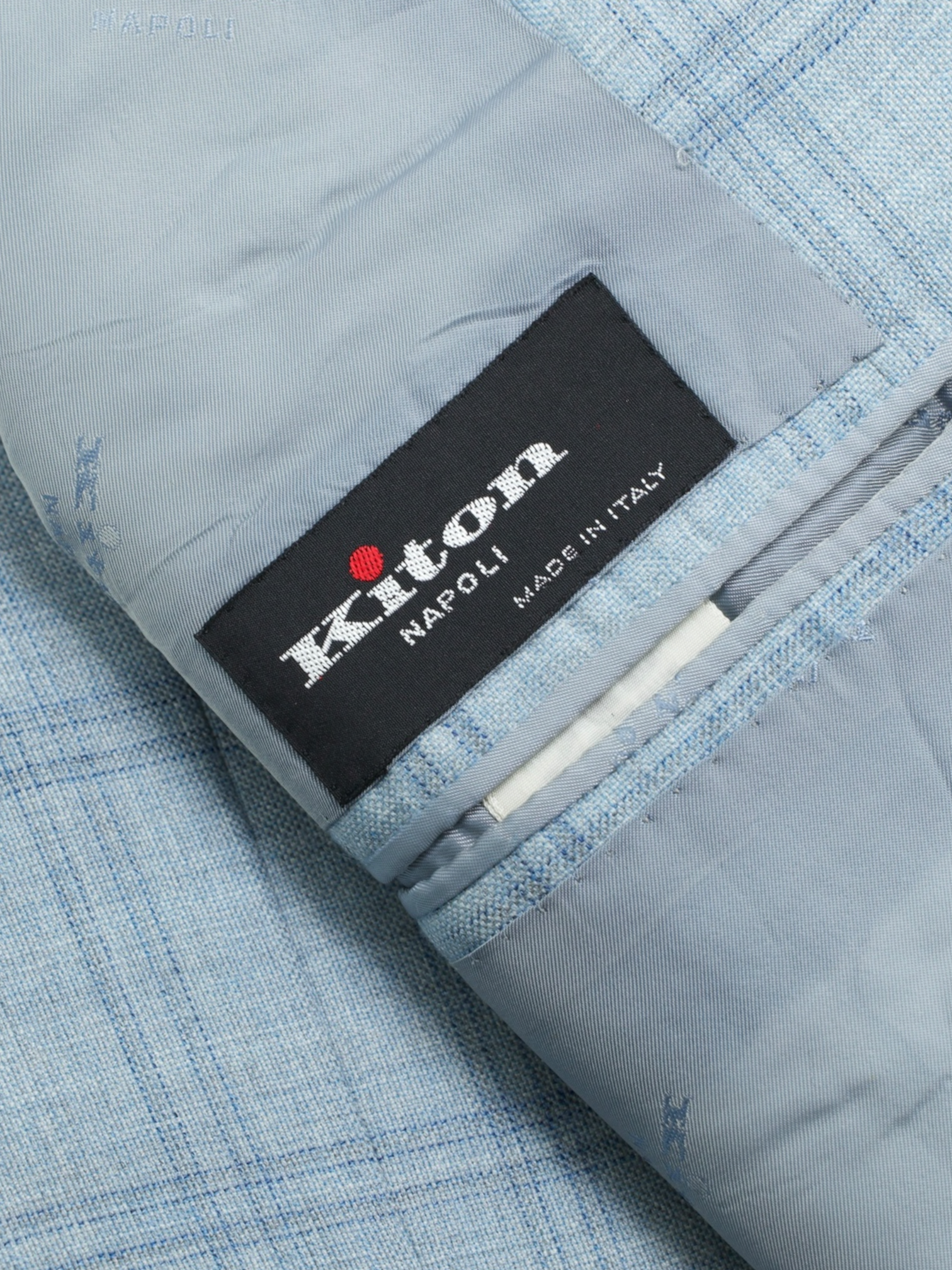 Kiton Ice-Blue Pure Cashmere Windowpane Jacket