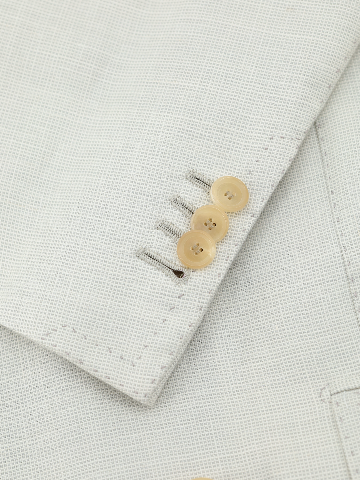 Cesare Attolini Greige Cashmere, Silk & Cotton Double Breasted Micro-Pattern Jacket