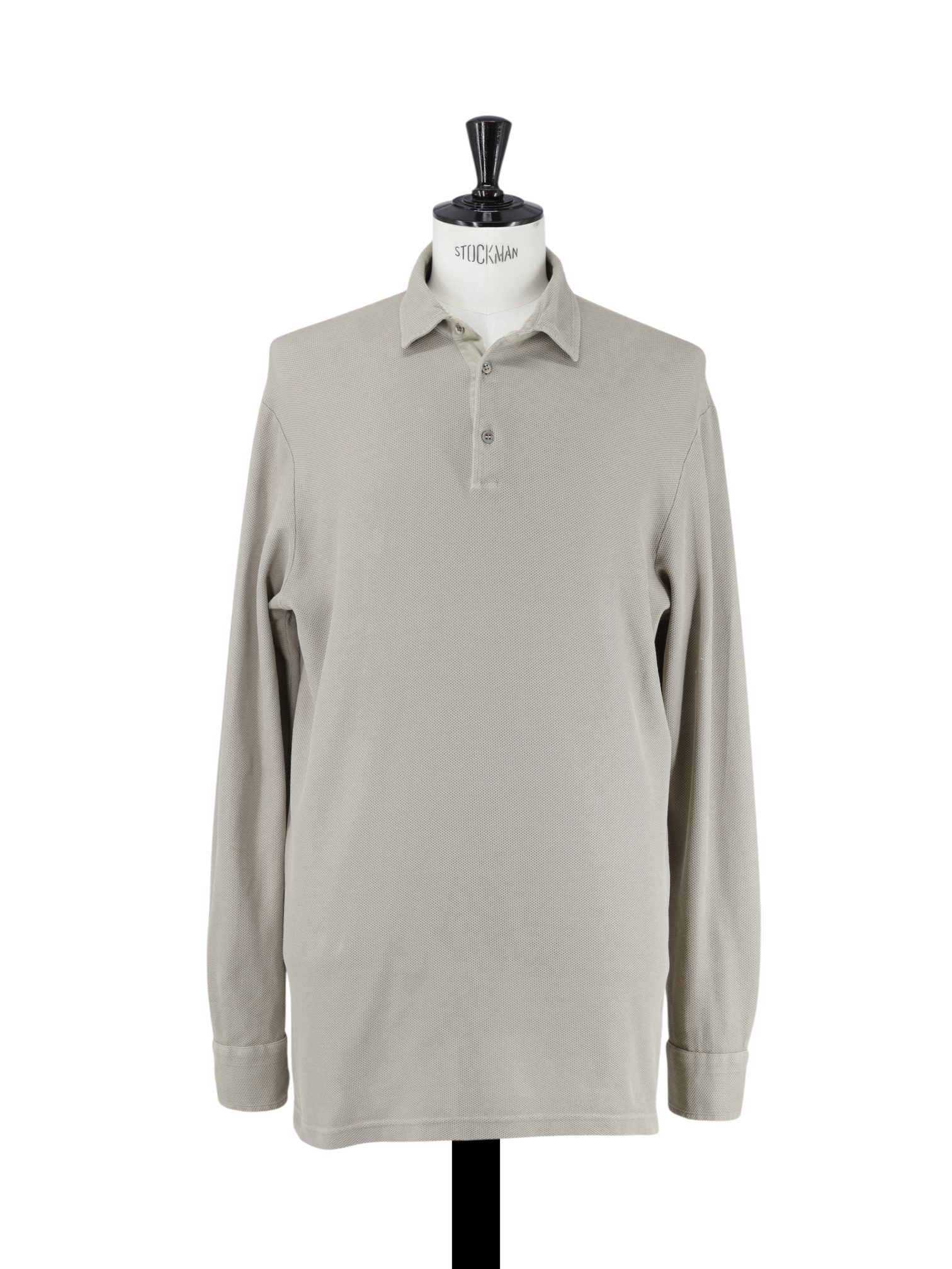 Loro Piana Light Brown Cotton Piqué Long-Sleeve Pop-Over Shirt