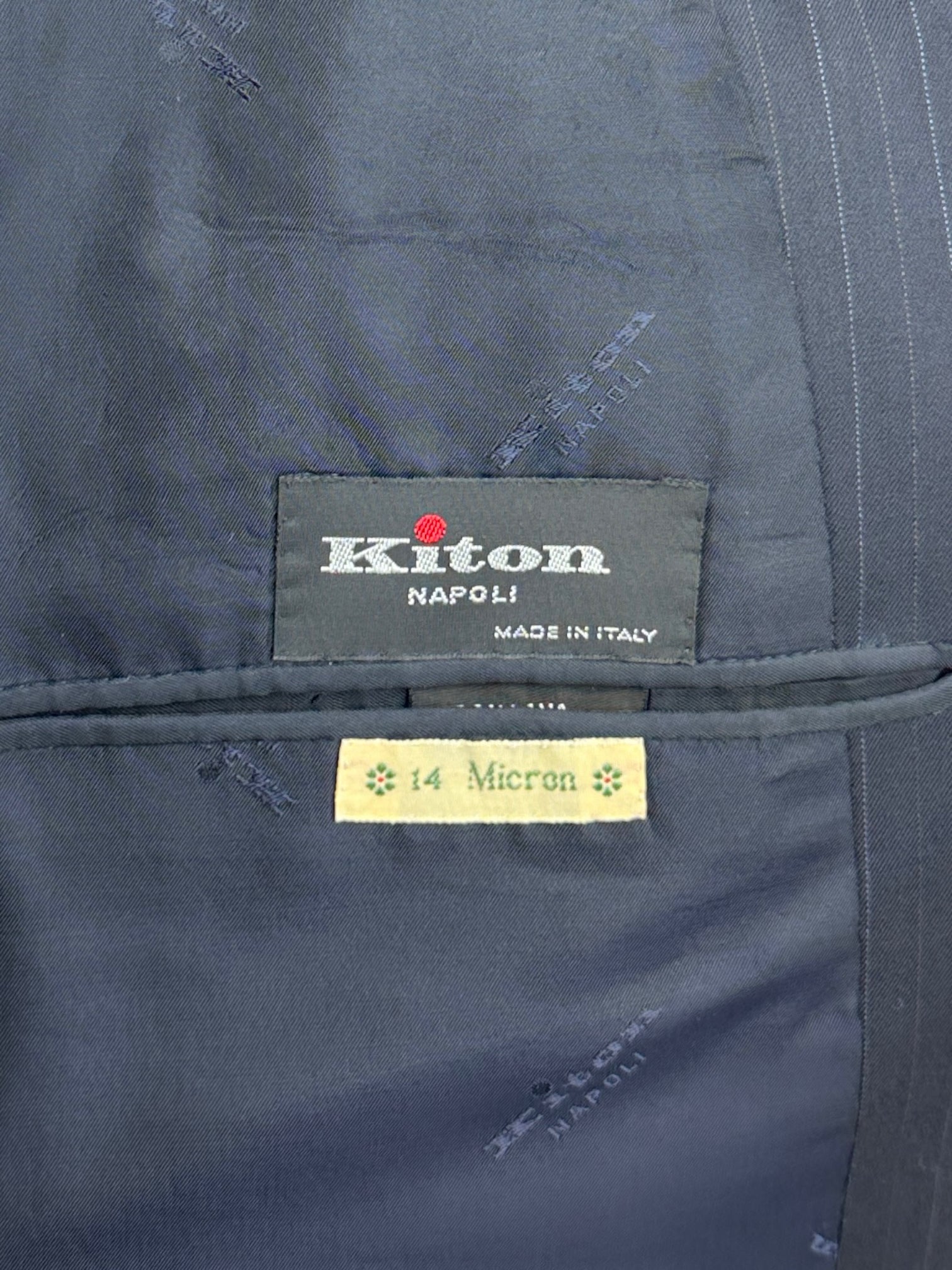 Kiton Navy Super 180's Pinstripe Suit
