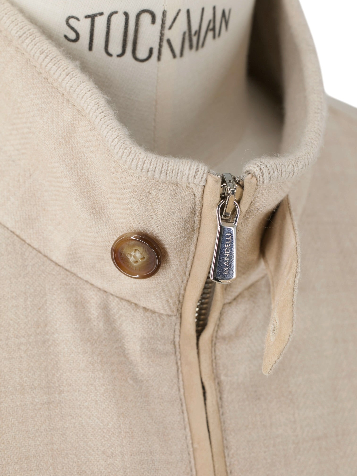 Mandelli Beige Cashmere & Silk Herringbone Bomberjacket