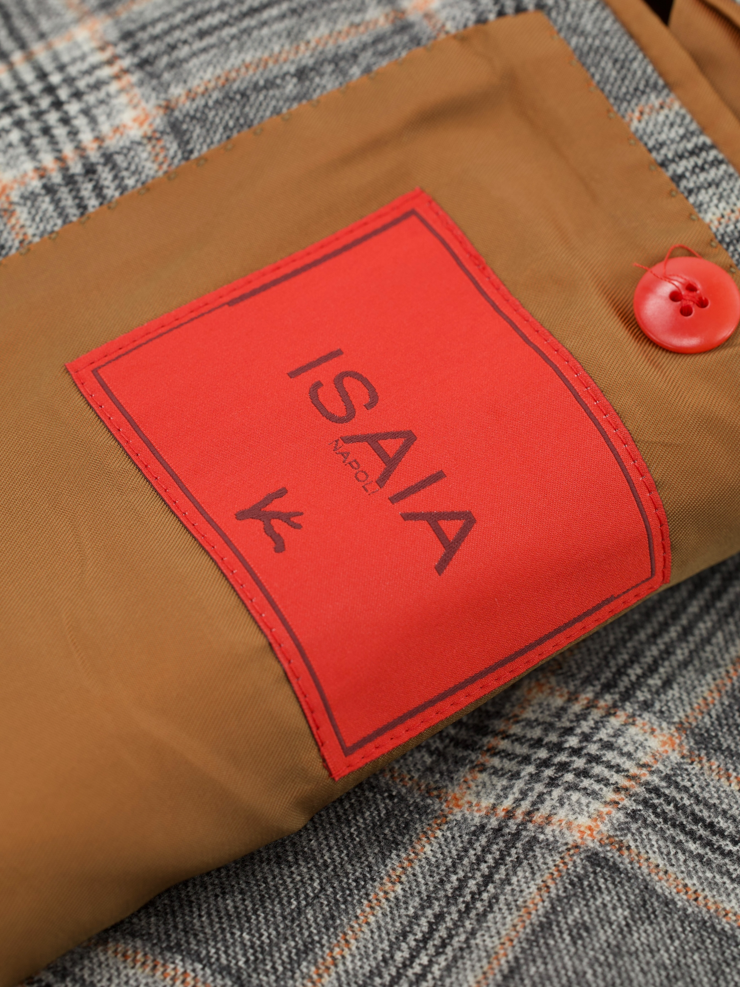 Isaia Grey & Light Brown Wool Prince of Wales Jacket